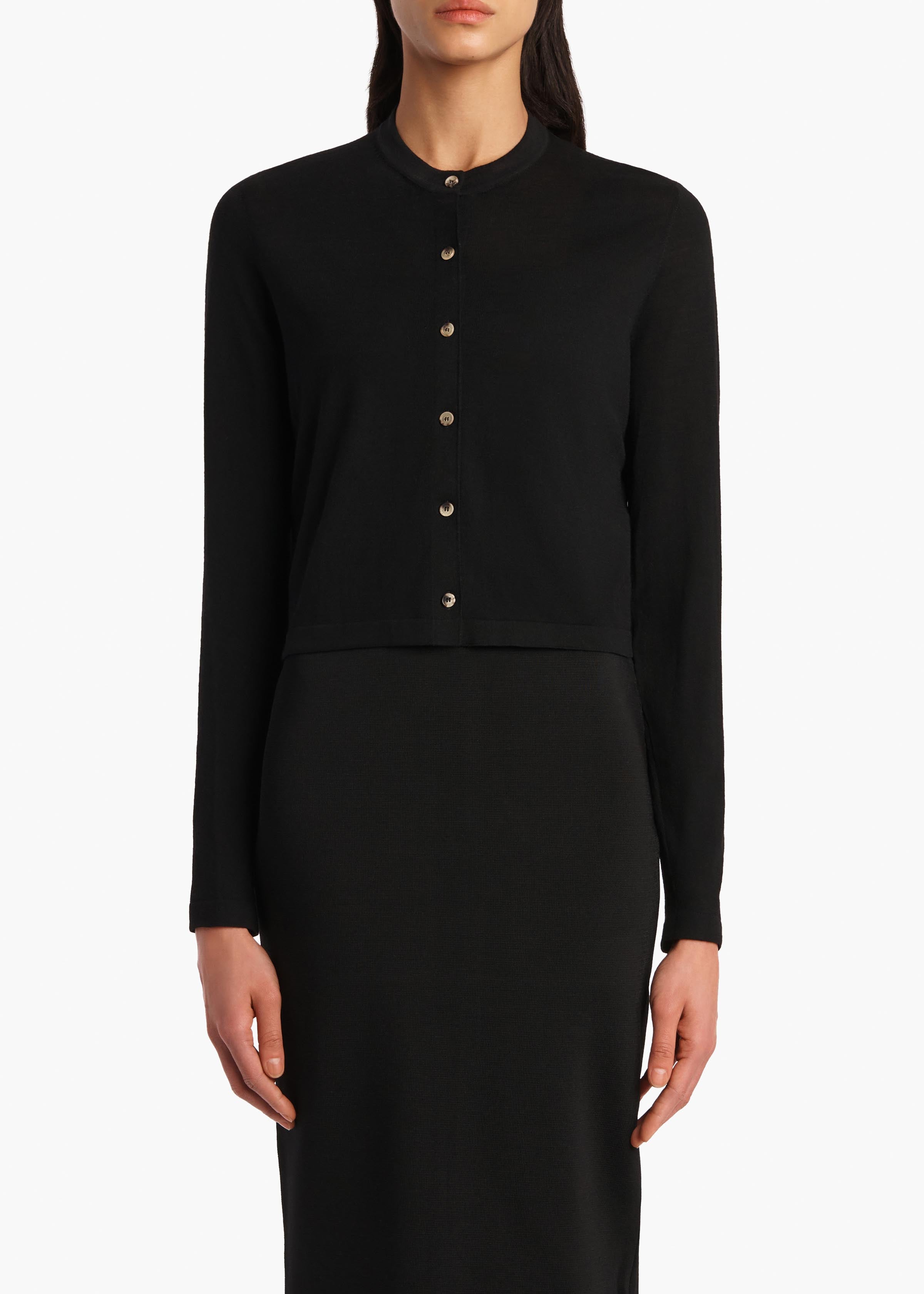 Brieta Cardigan in Black FRONT VIEW