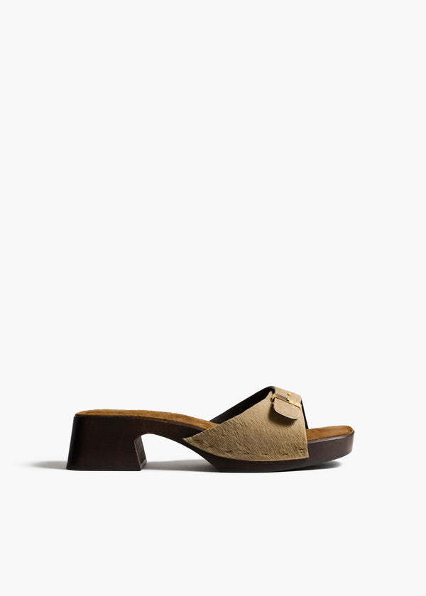 Britt Clog in Barley Haircalf FRONT VIEW