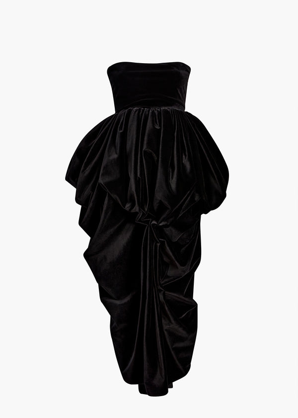 Bronte Dress in Black Velvet