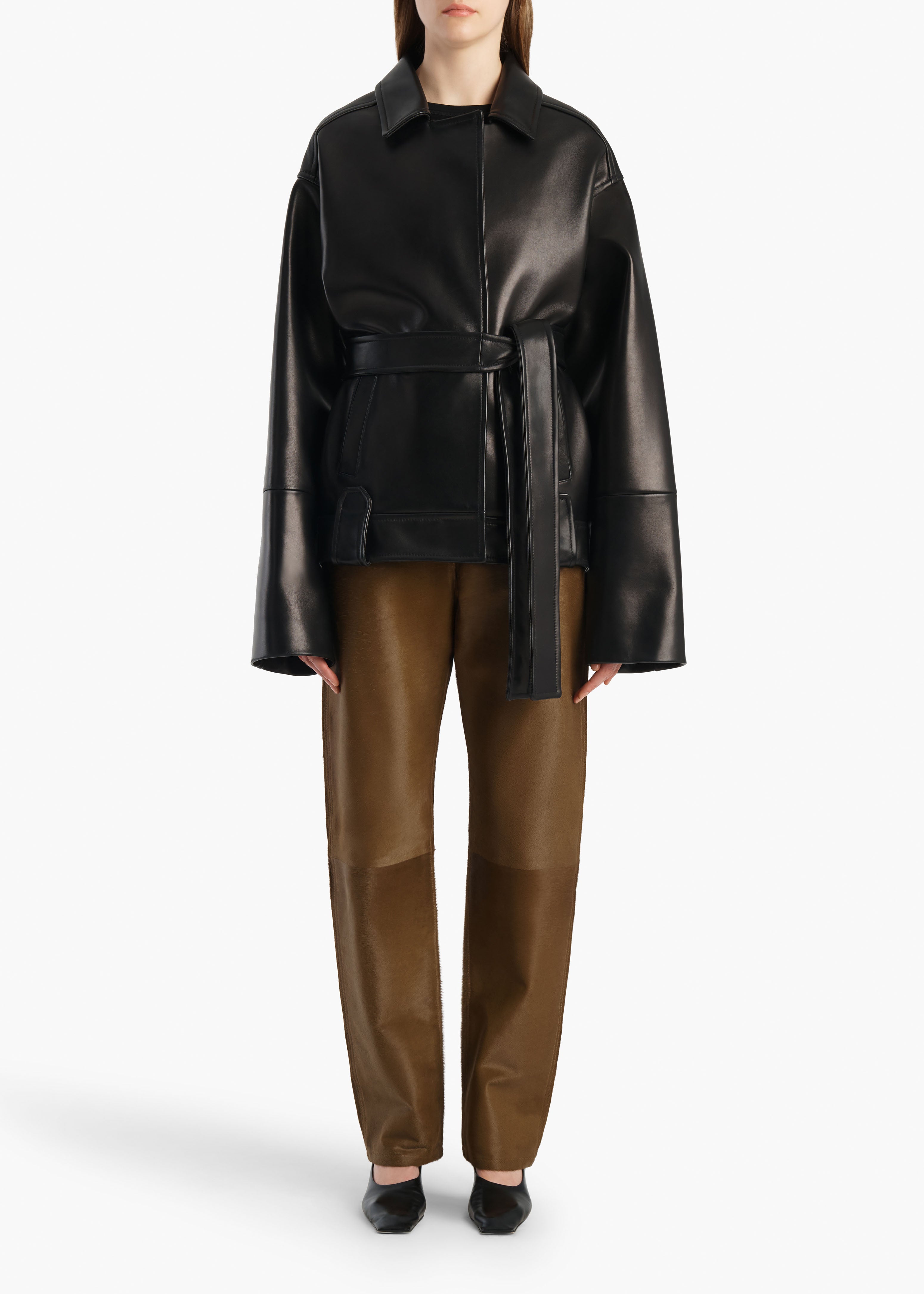 KHAITE - Callum Pant in Almond Haircalf