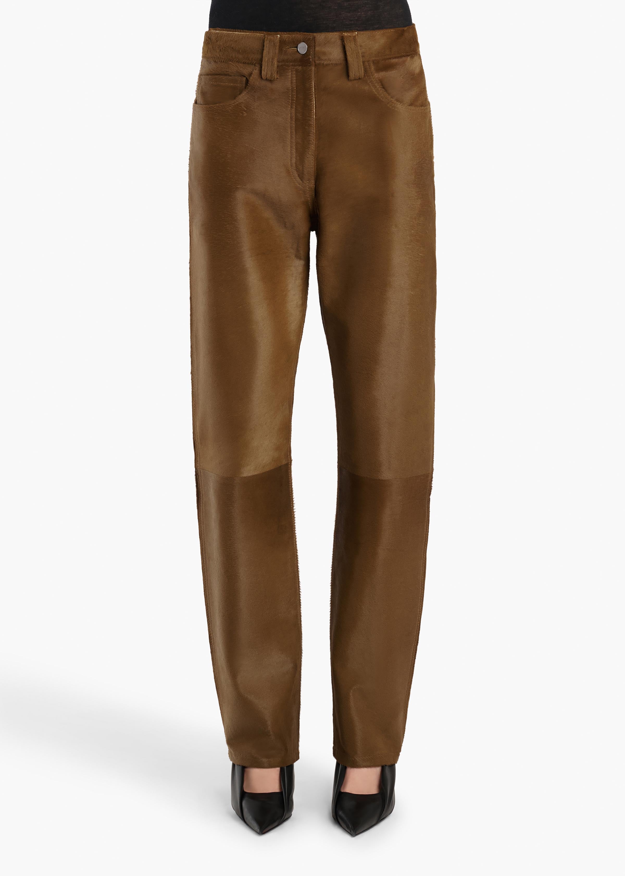 KHAITE - Callum Pant in Almond Haircalf