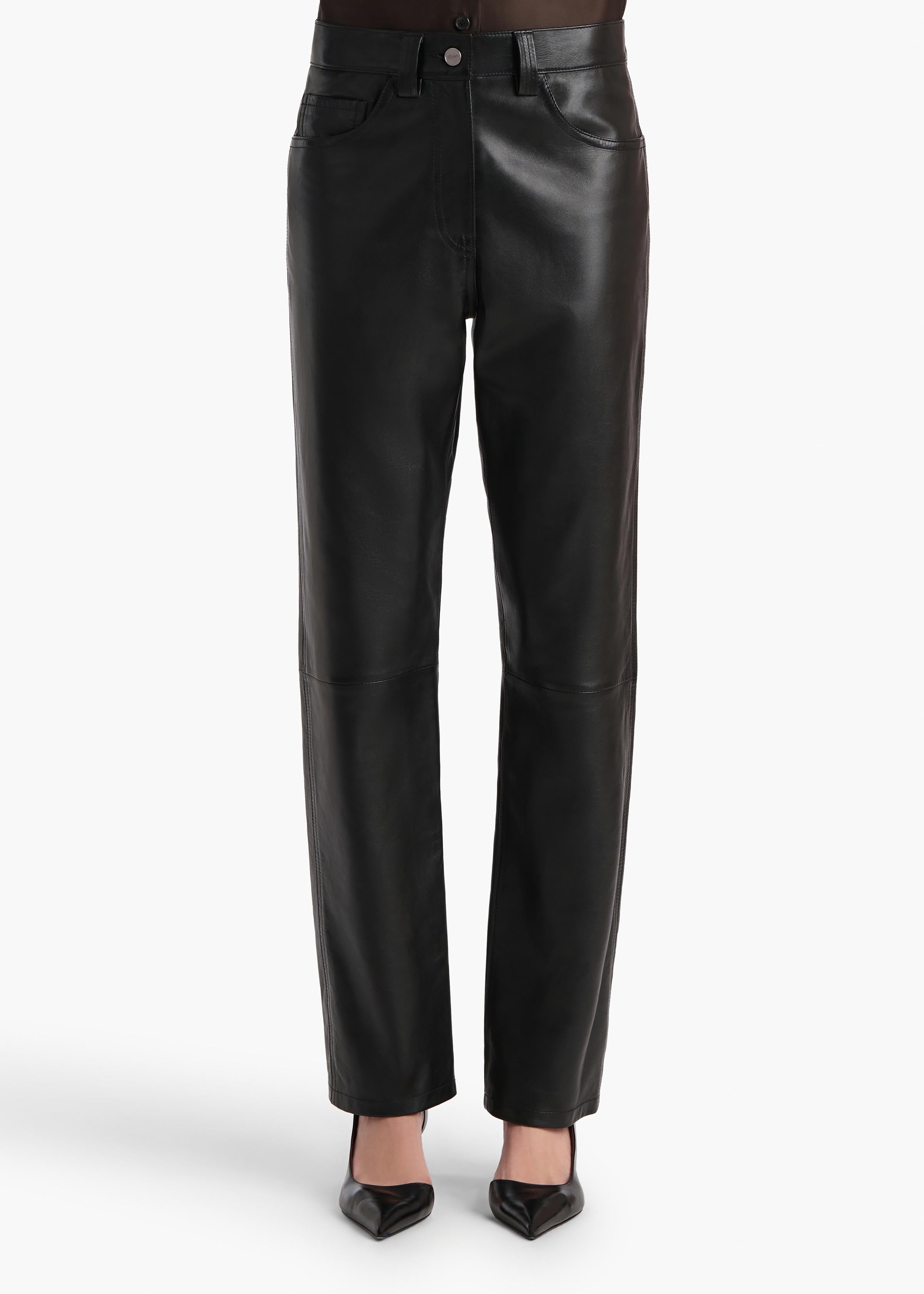 KHAITE - Callum Pant in Black Leather