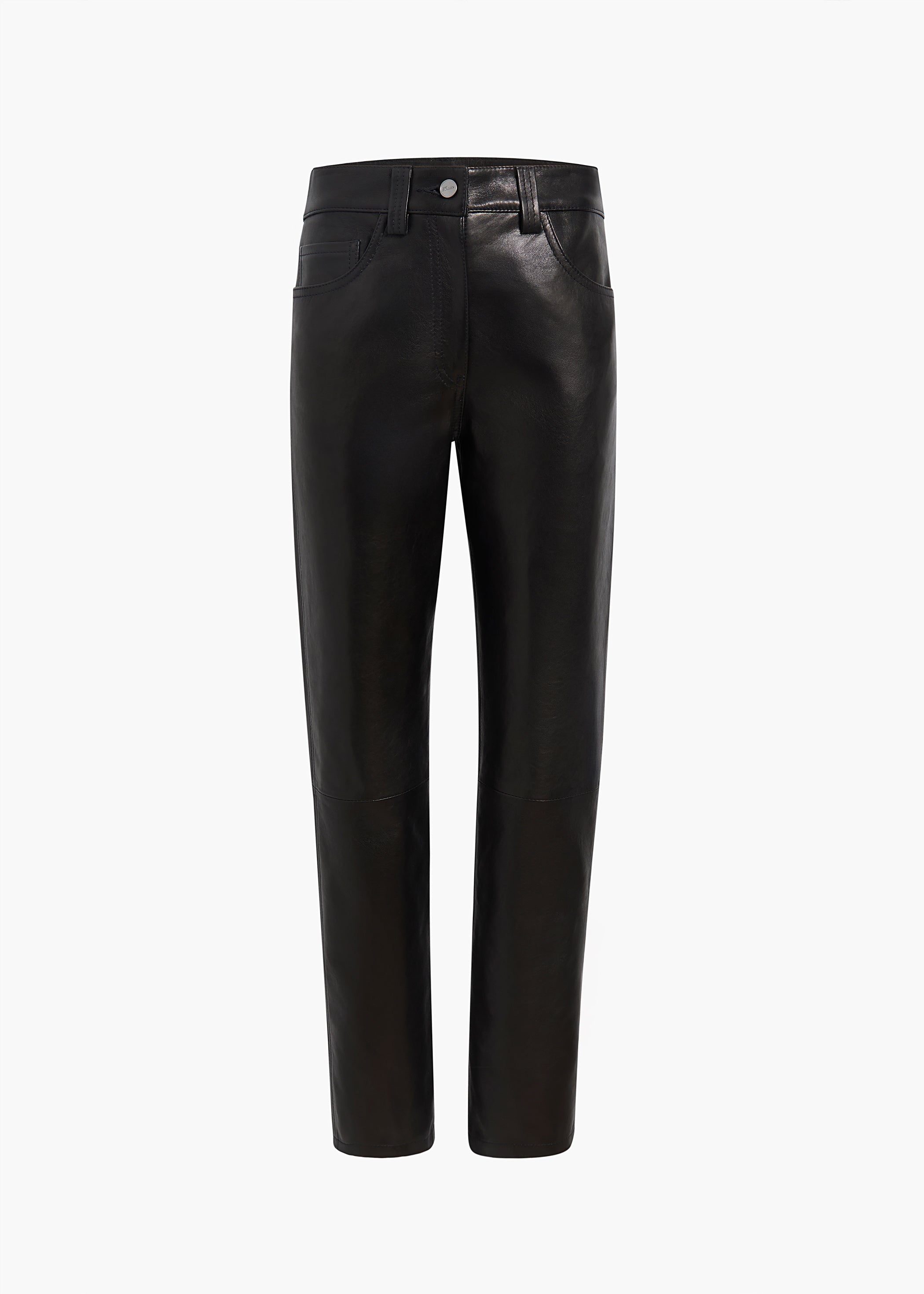 KHAITE - Callum Pant in Black Textured Lamb