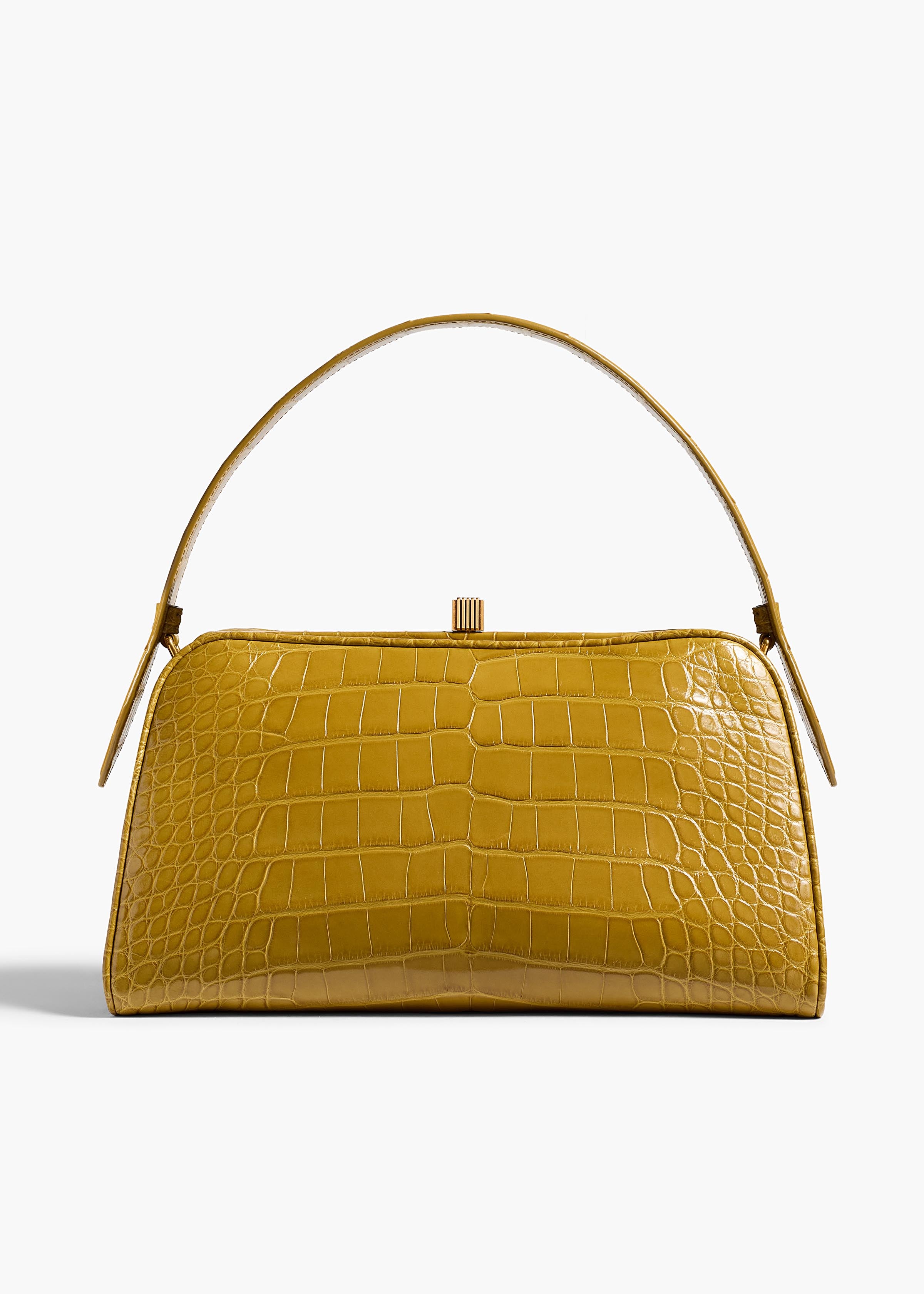 KHAITE - Cate Bag in Golden Olive Alligator
