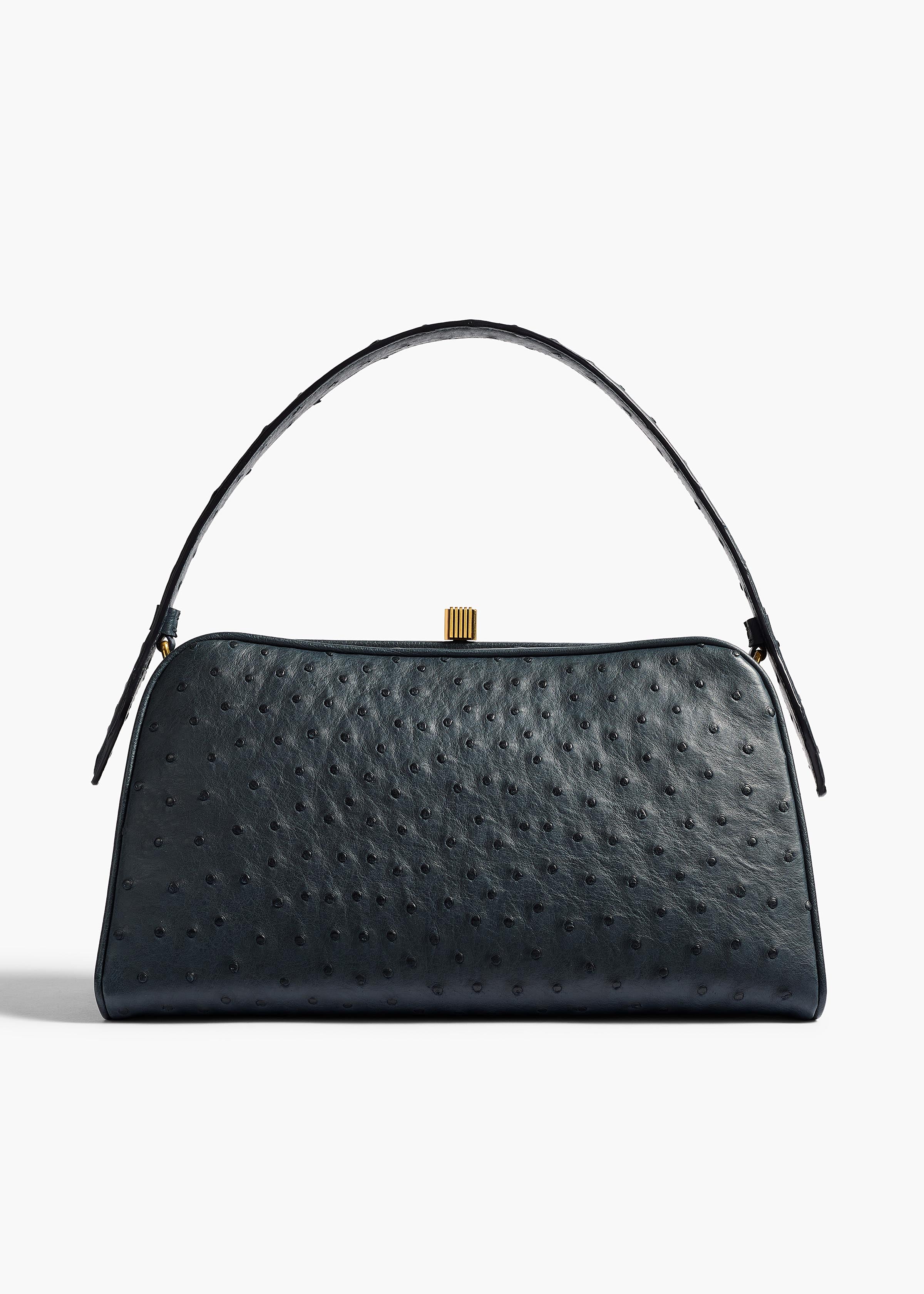 KHAITE - Cate Handbag in Midnight Navy Ostrich