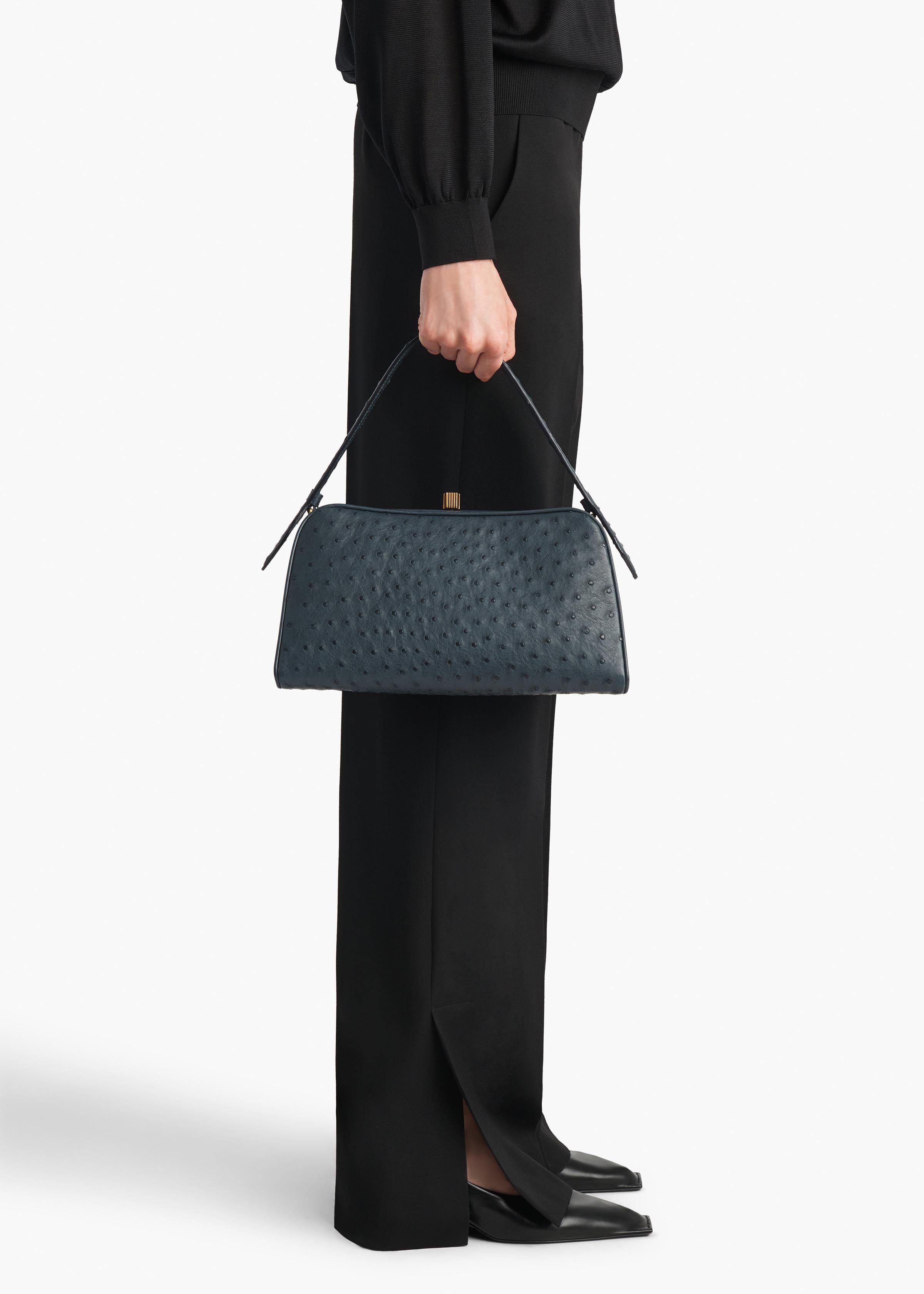 KHAITE - Cate Handbag in Midnight Navy Ostrich
