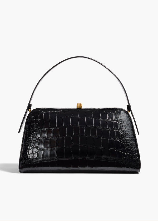 Cate Handbag in Black Alligatorskin FRONT VIEW