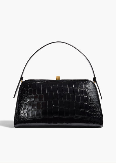 Cate Handbag in Black Alligatorskin FRONT VIEW