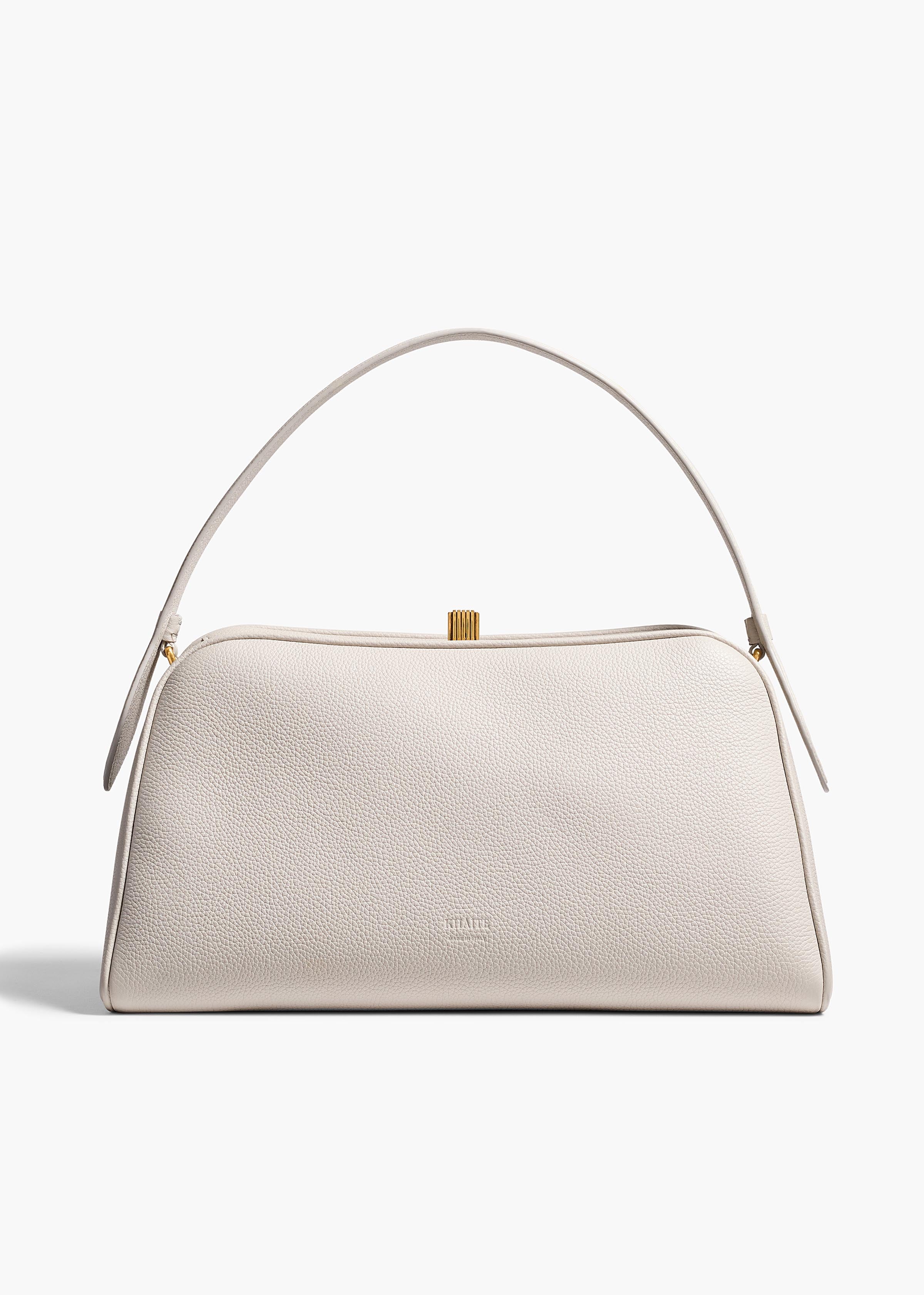 Cate Bag in Light Grey Pebbled Leather FRONT VIEW