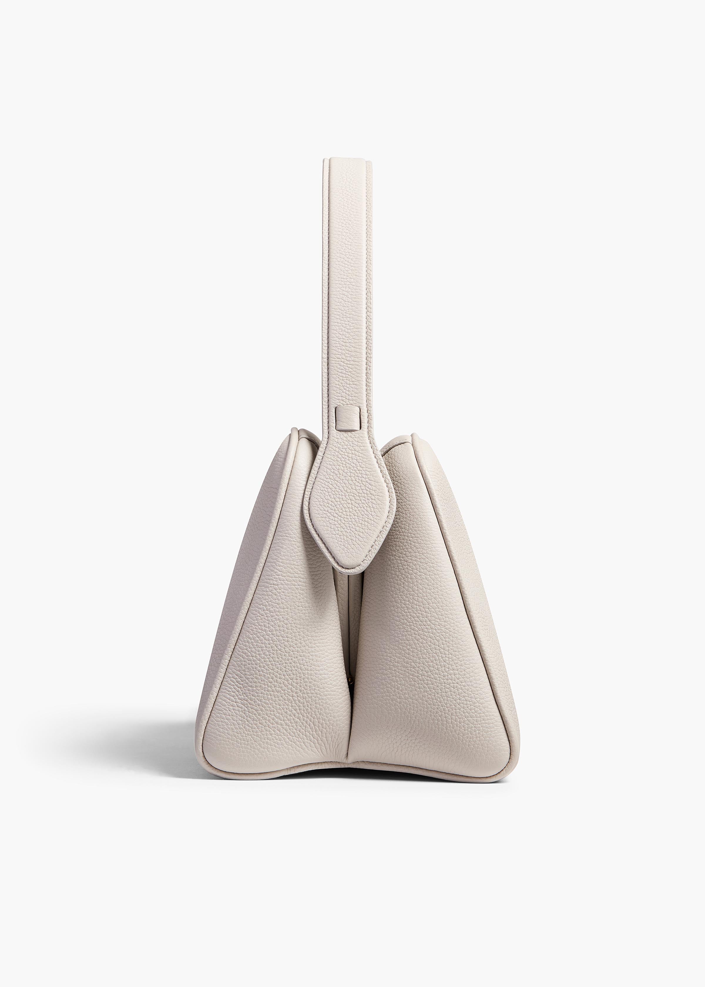 Cate Bag in Light Grey Pebbled Leather SIDE VIEW