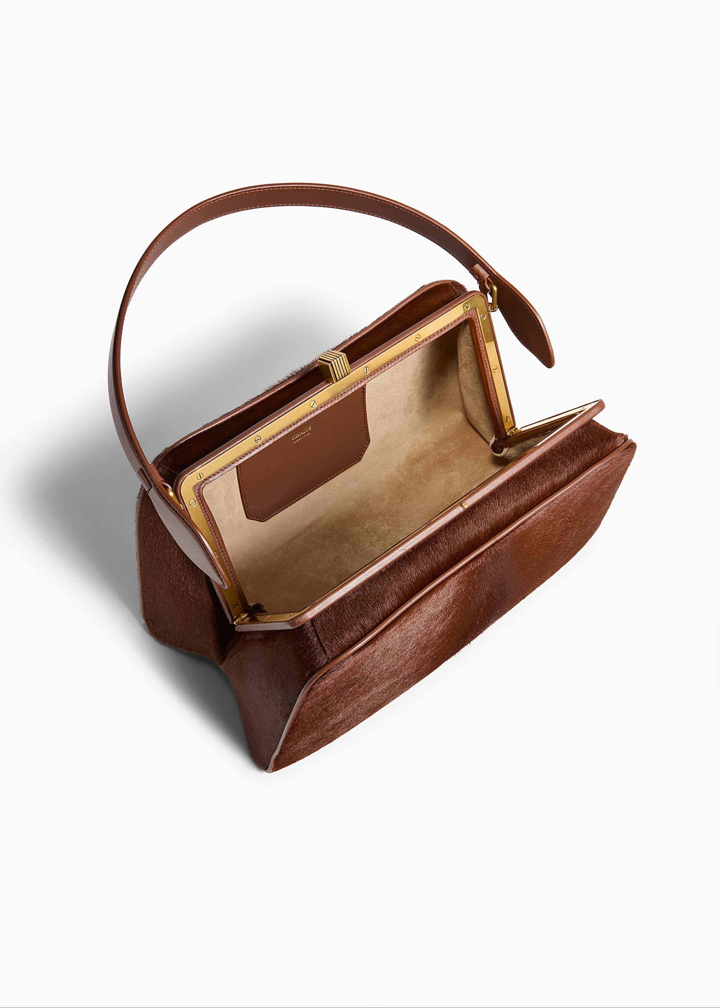 Cate Bag in Rust Haircalf OVERHEAD VIEW