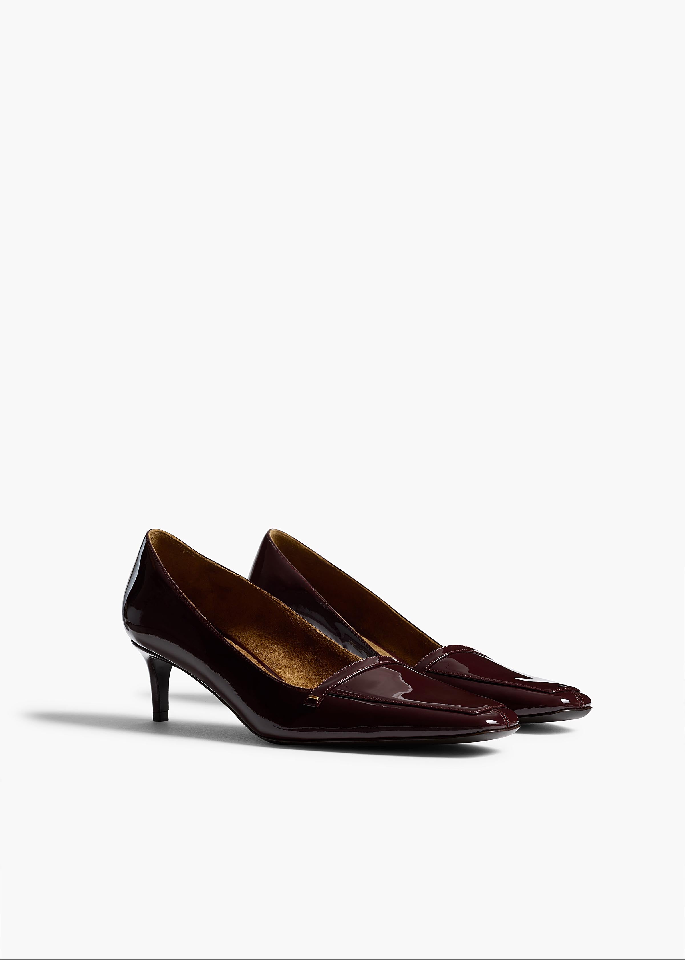 Celia Pump in Bordeaux Patent Leather ANGLED VIEW