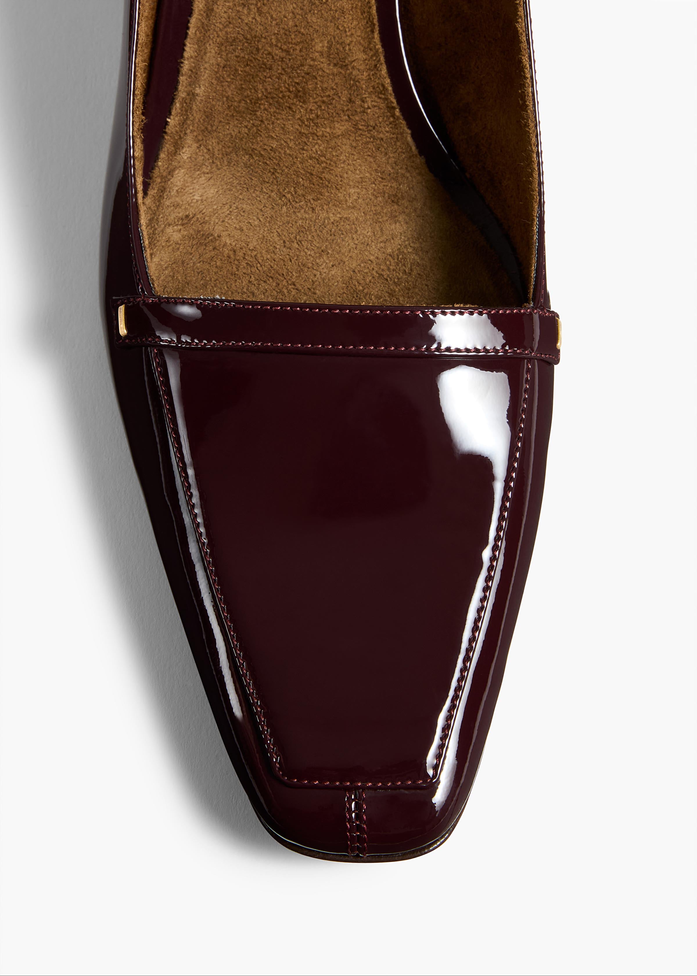 Celia Pump in Bordeaux Patent Leather OVERHEAD VIEW