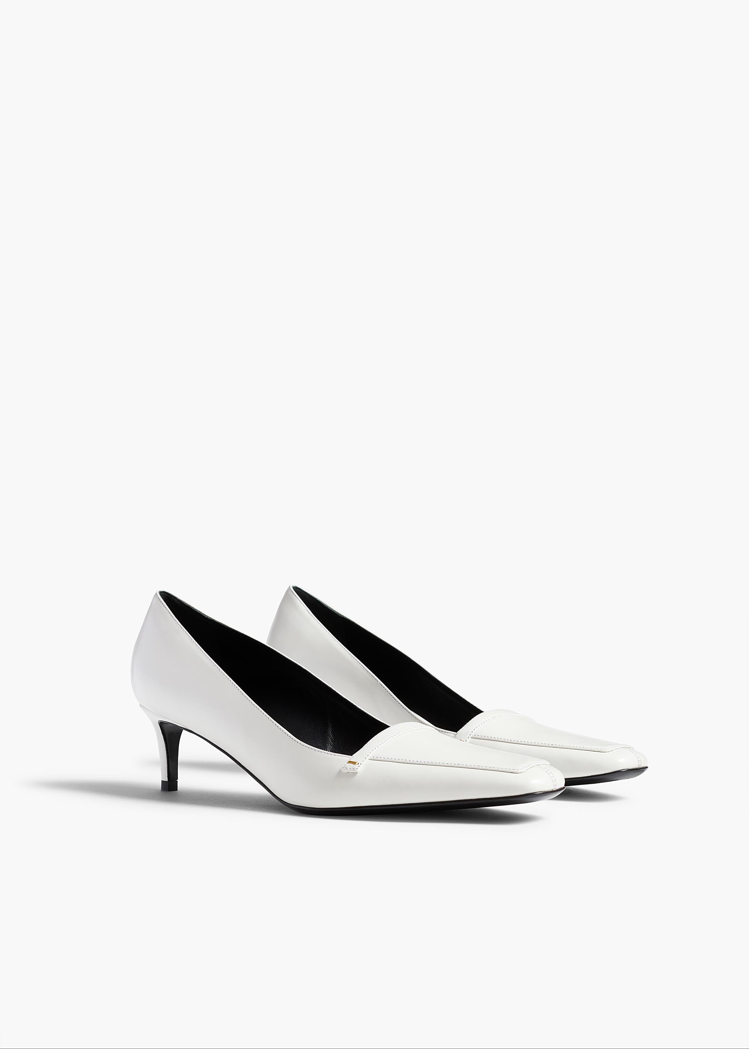 Celia Pump in Optic White Leather ANGLED VIEW