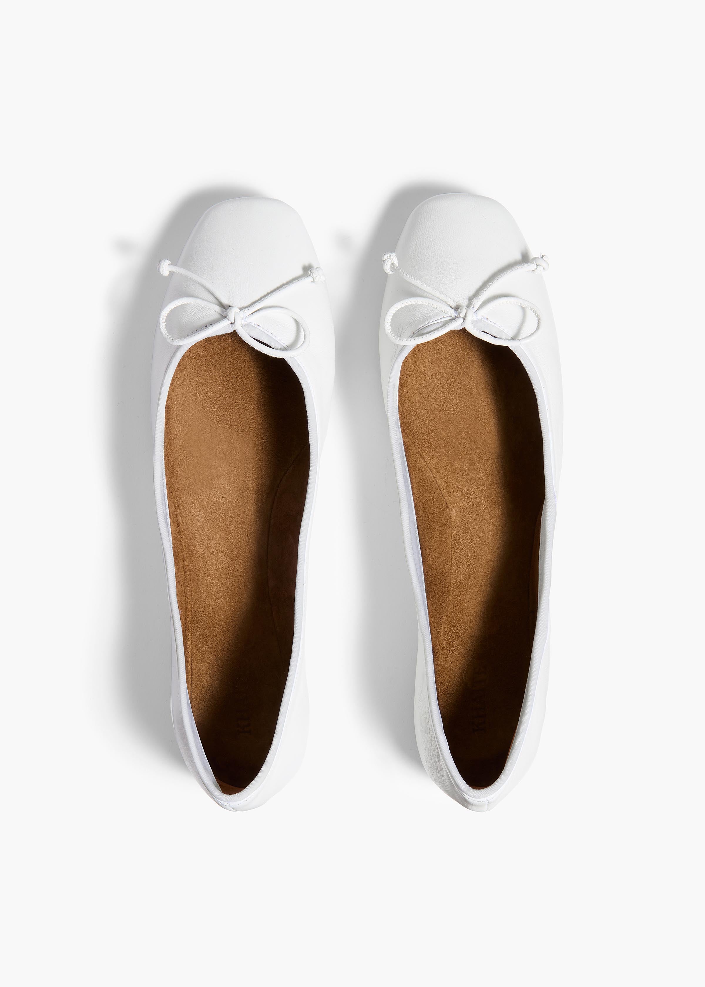 Charlotte Ballerina Flat in Optic White Leather BACK VIEW