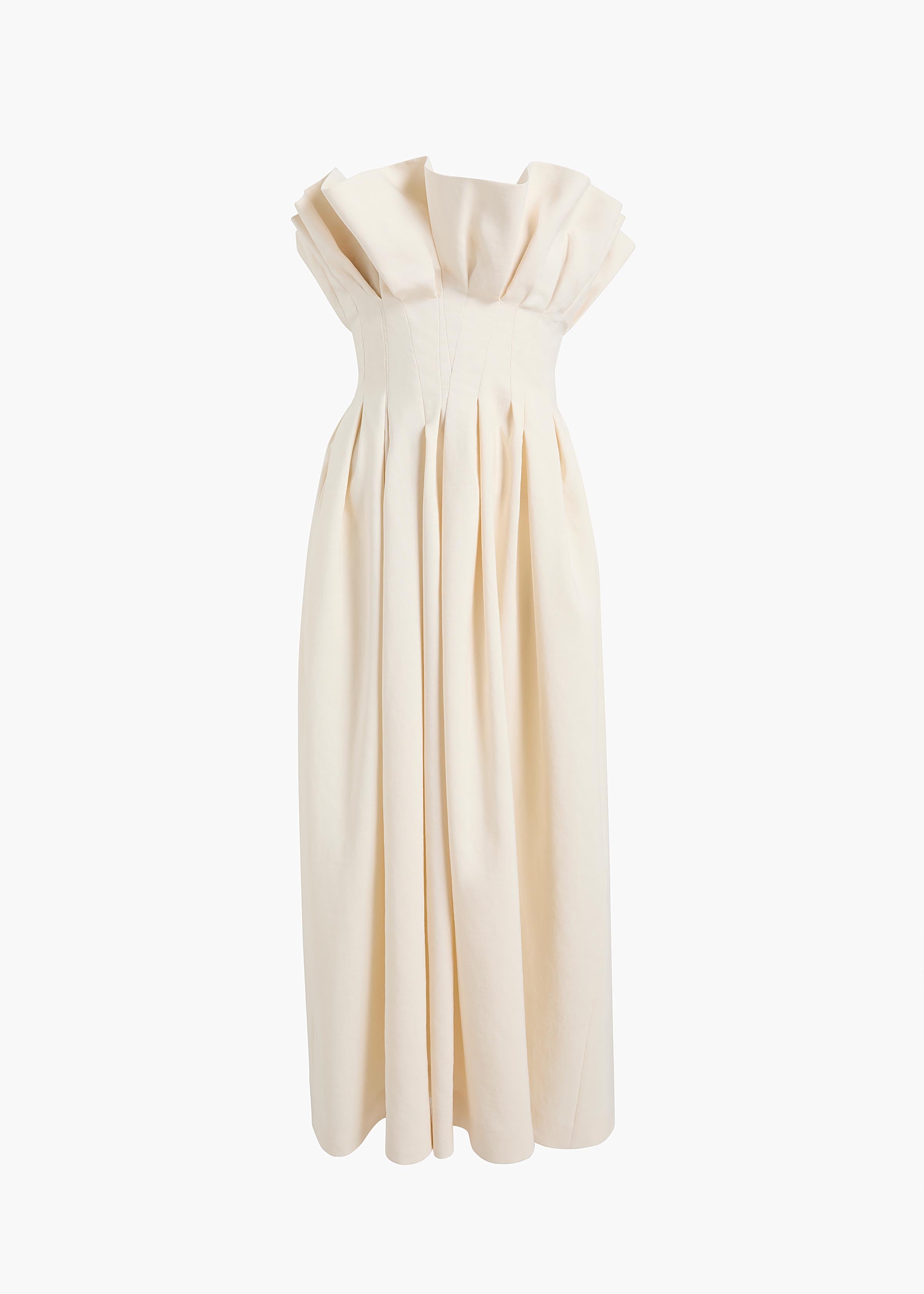 KHAITE Claude Dress in Cream - Ivory Designer Dress