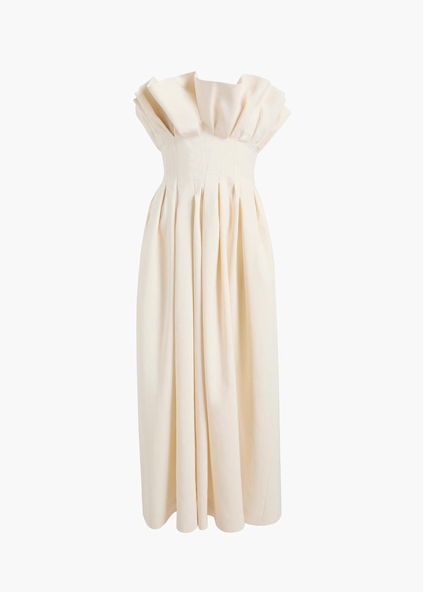CLAUDE DRESS CREAM LINEN 5637232 103 GHOST