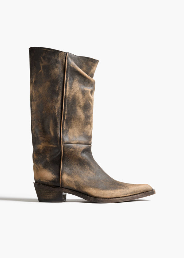 Clive Boot in Vintage Black Leather FRONT VIEW