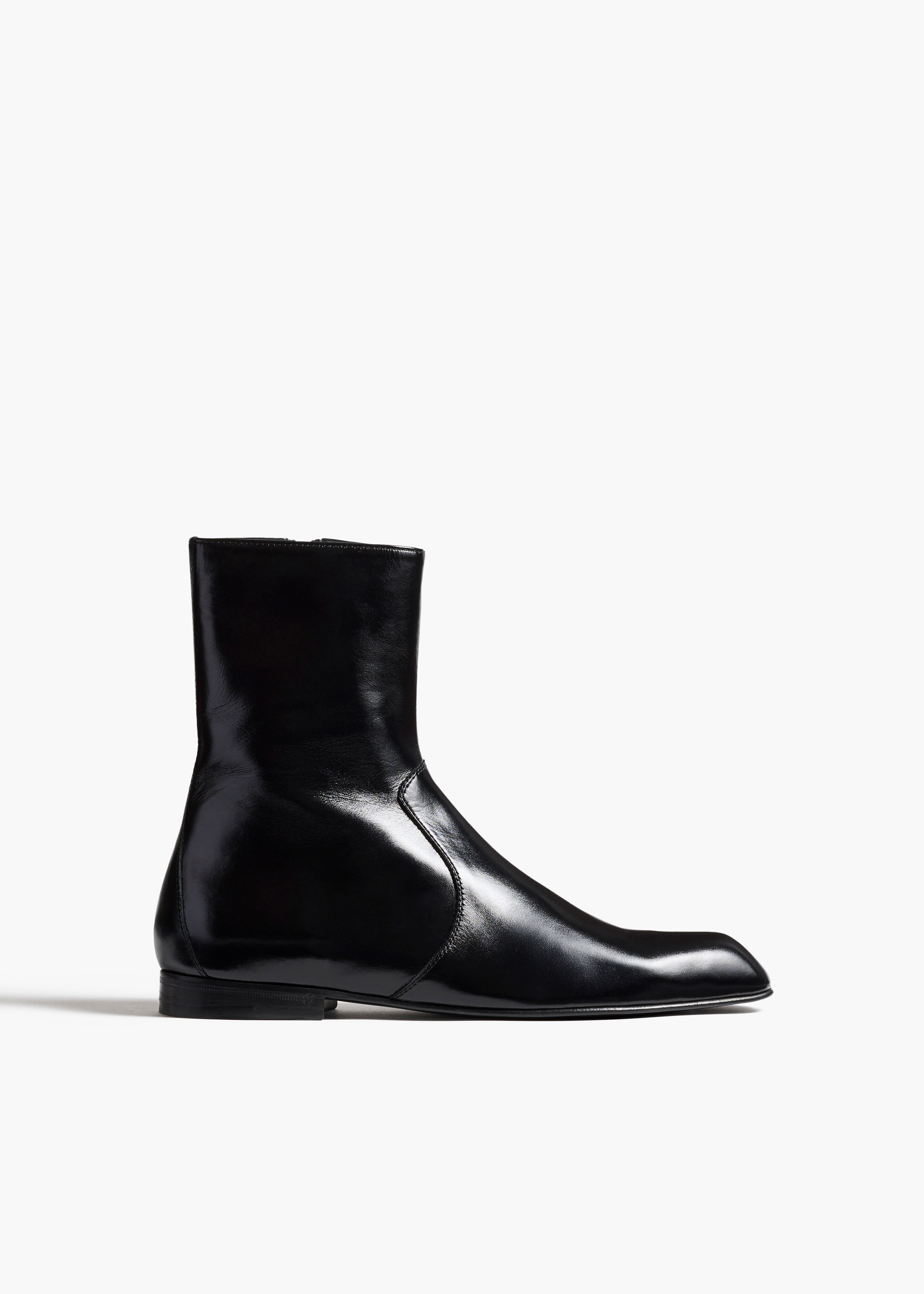 Colt Ankle Boot in Black Glazed Leather FRONT VIEW