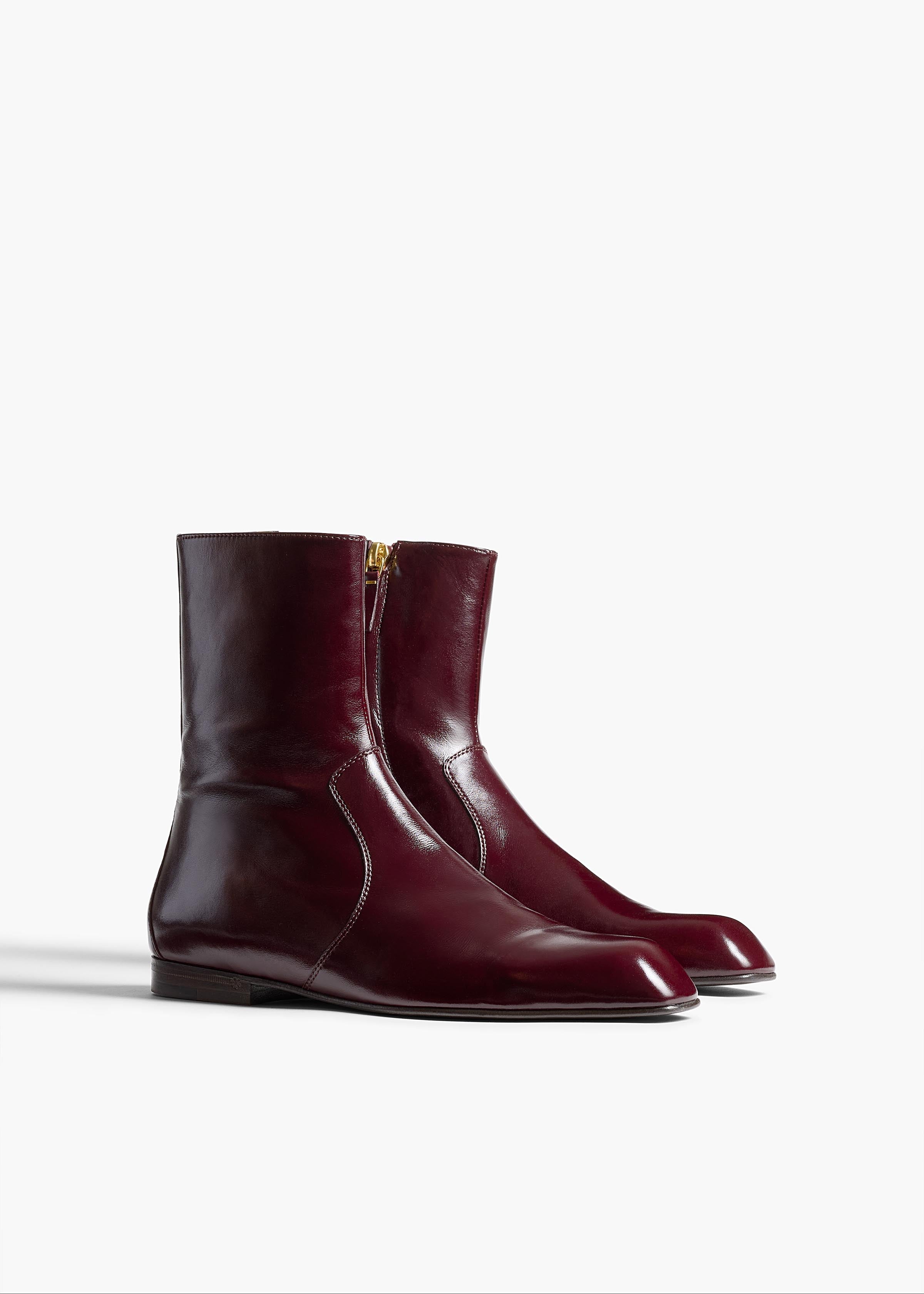 Colt Ankle Boot in Bordeaux Glazed Leather ANGLED VIEW
