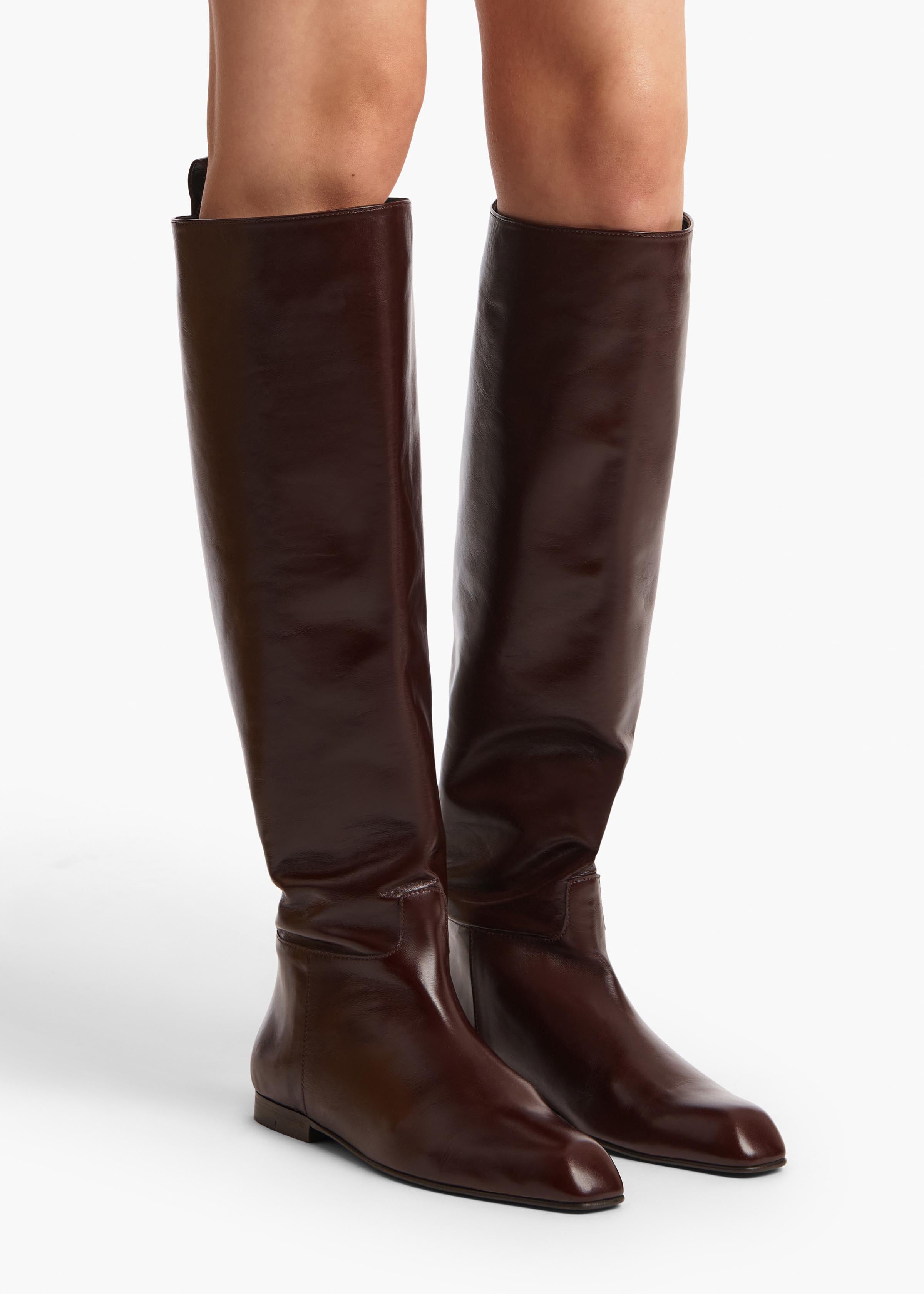 Colt Knee-High Boot in Bordeaux Glazed Leather ON FIGURE