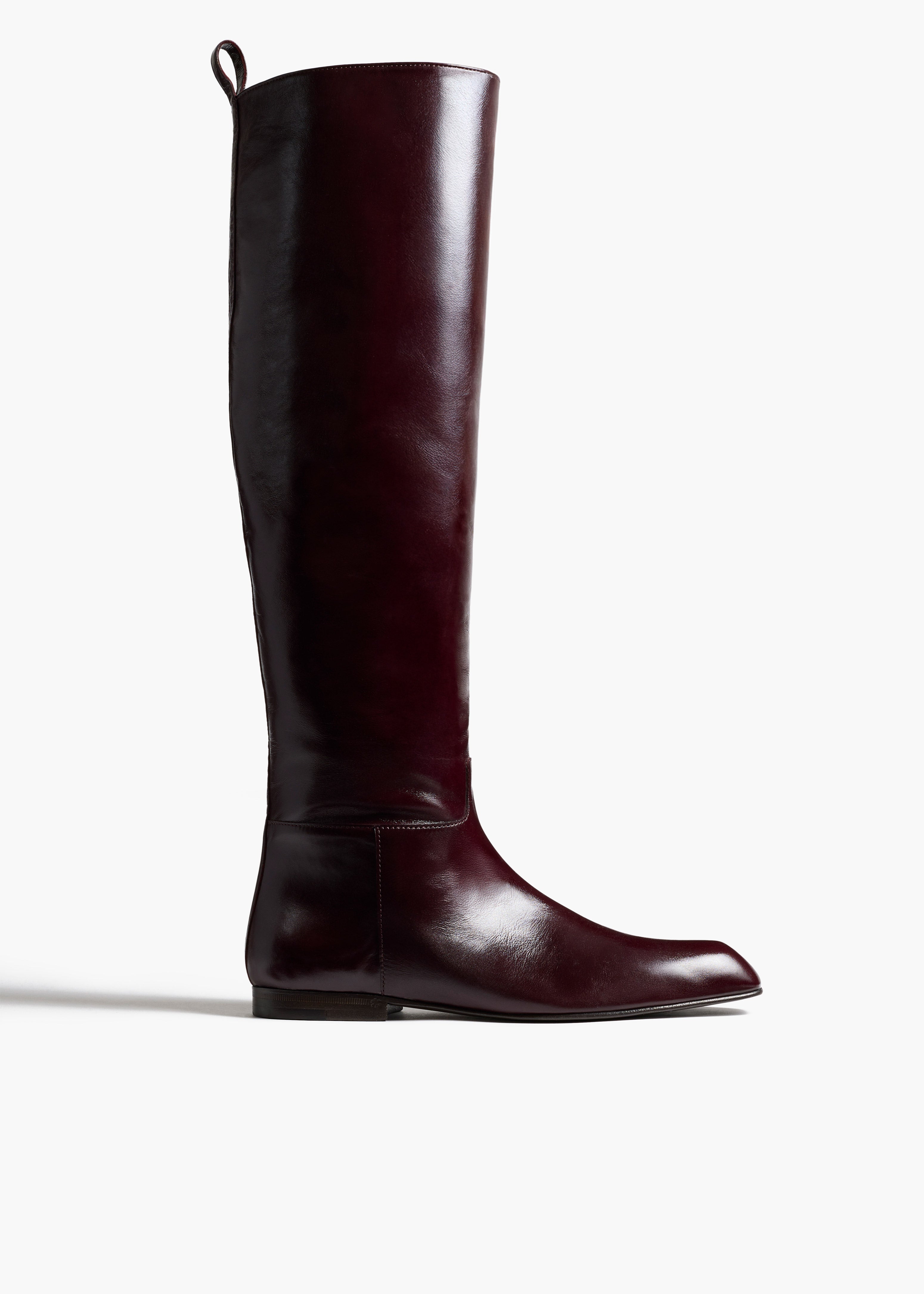 Colt Knee-High Boot in Bordeaux Glazed Leather FRONT VIEW