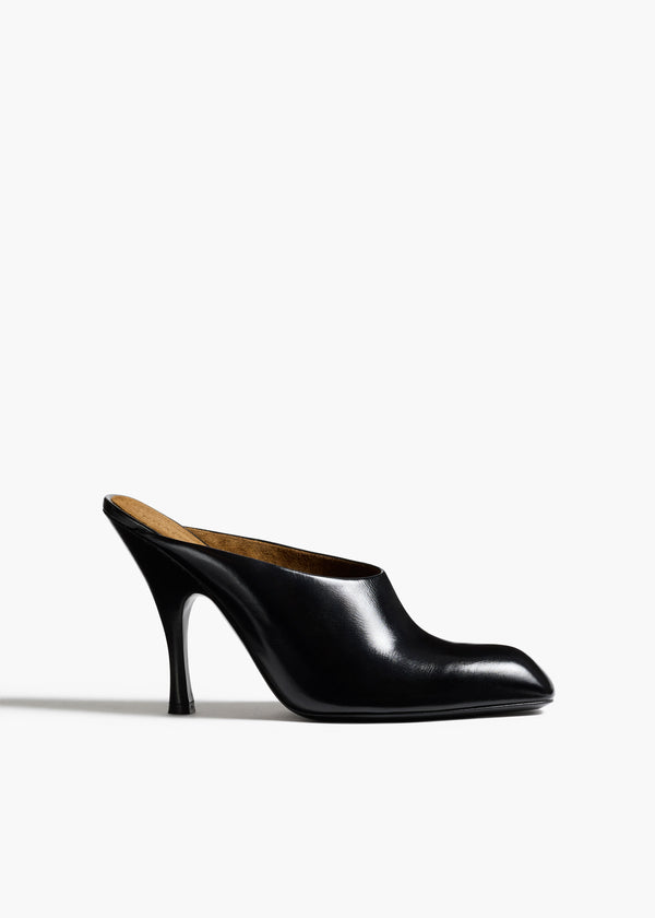 Colt Mule in Black Glazed Leather FRONT VIEW