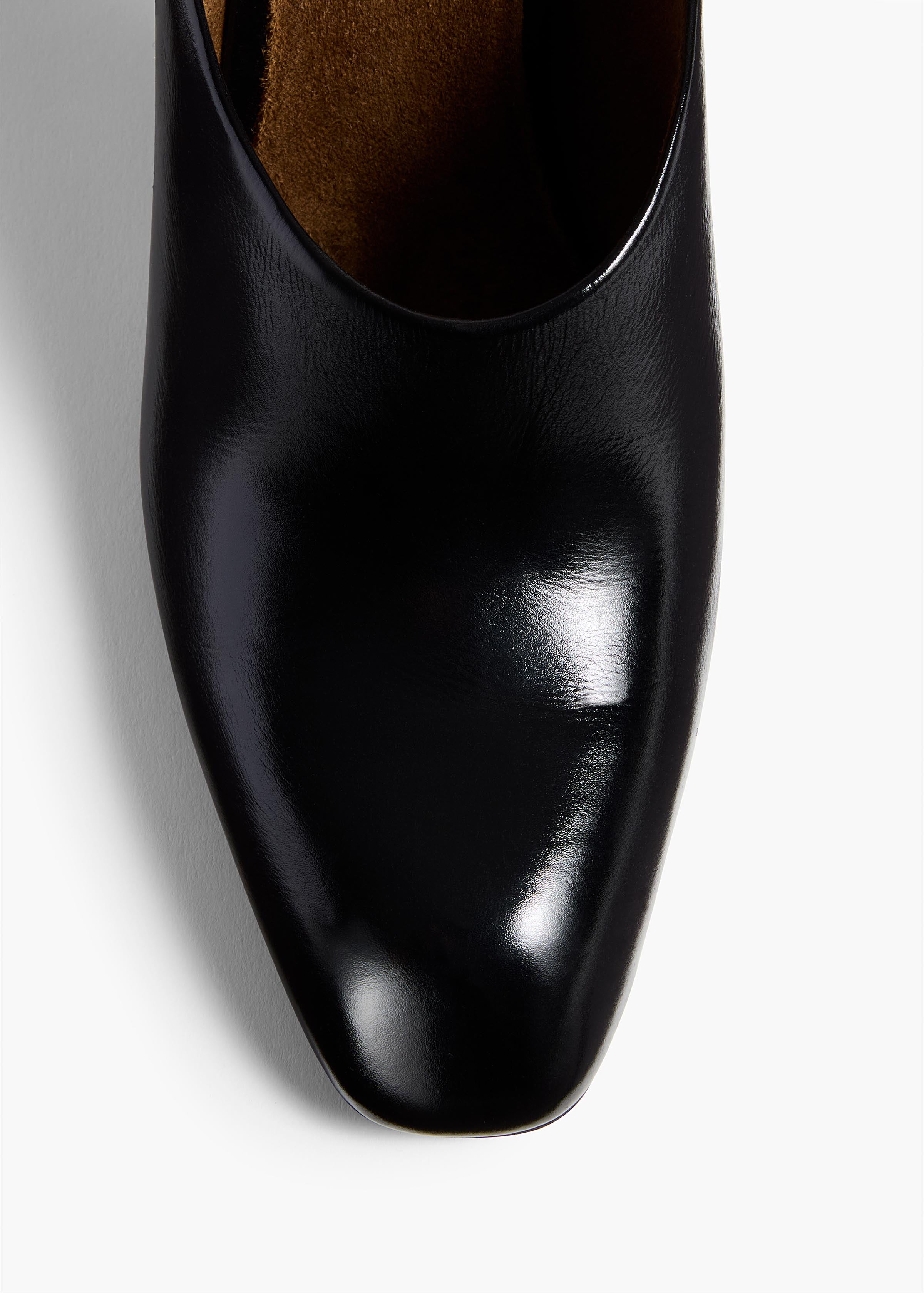 Colt Mule in Black Glazed Leather OVERHEAD VIEW