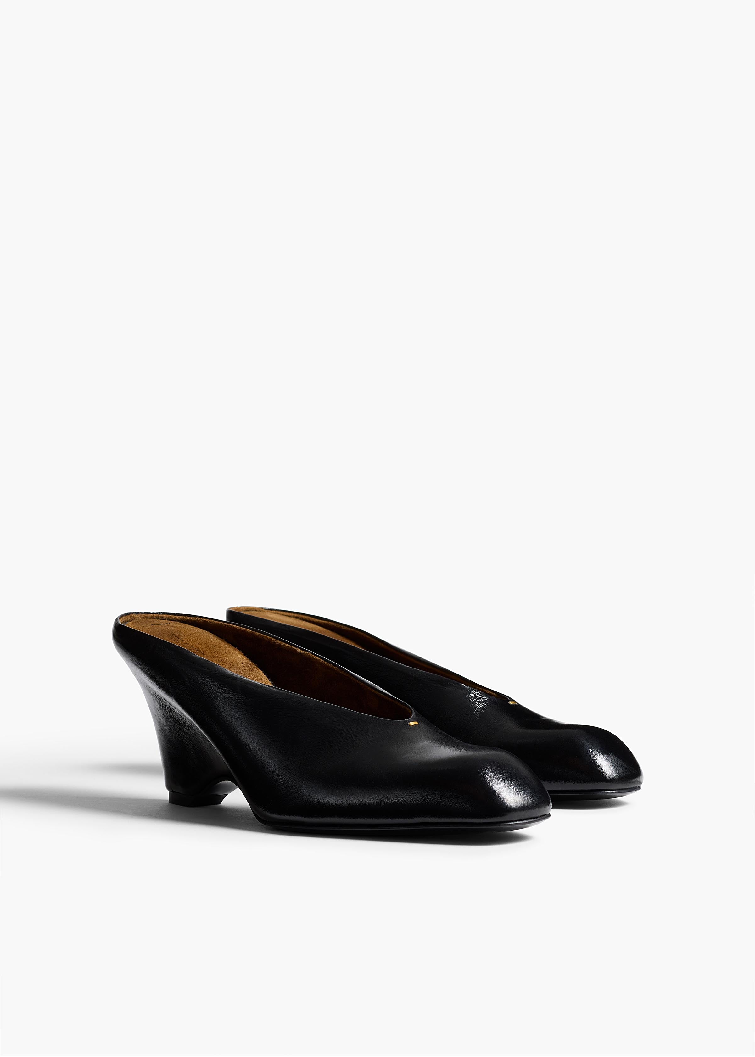 Colt Wedge in Black Glazed Leather ANGLED VIEW