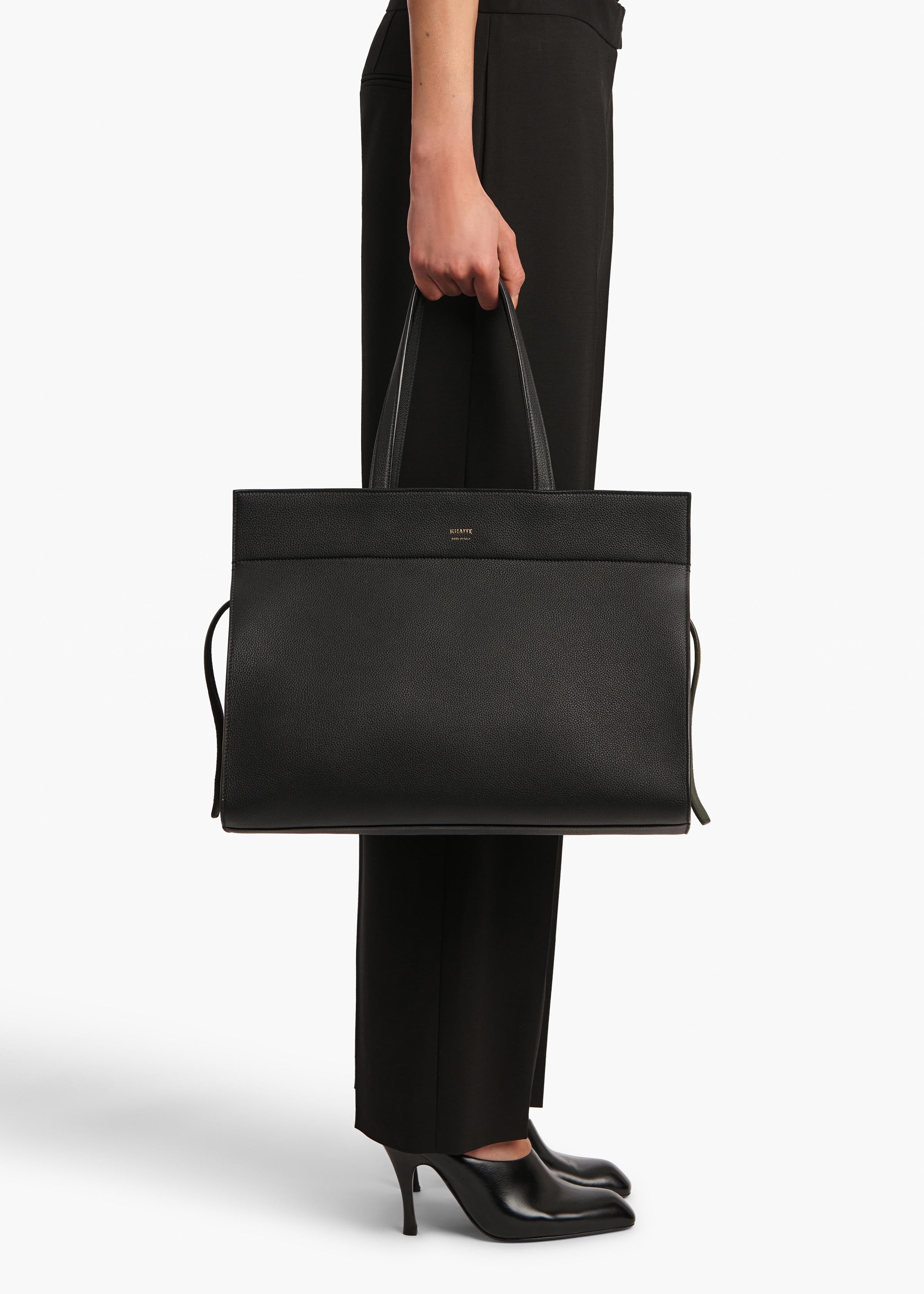 Crosby Bag in Black Pebbled Leather ON FIGURE