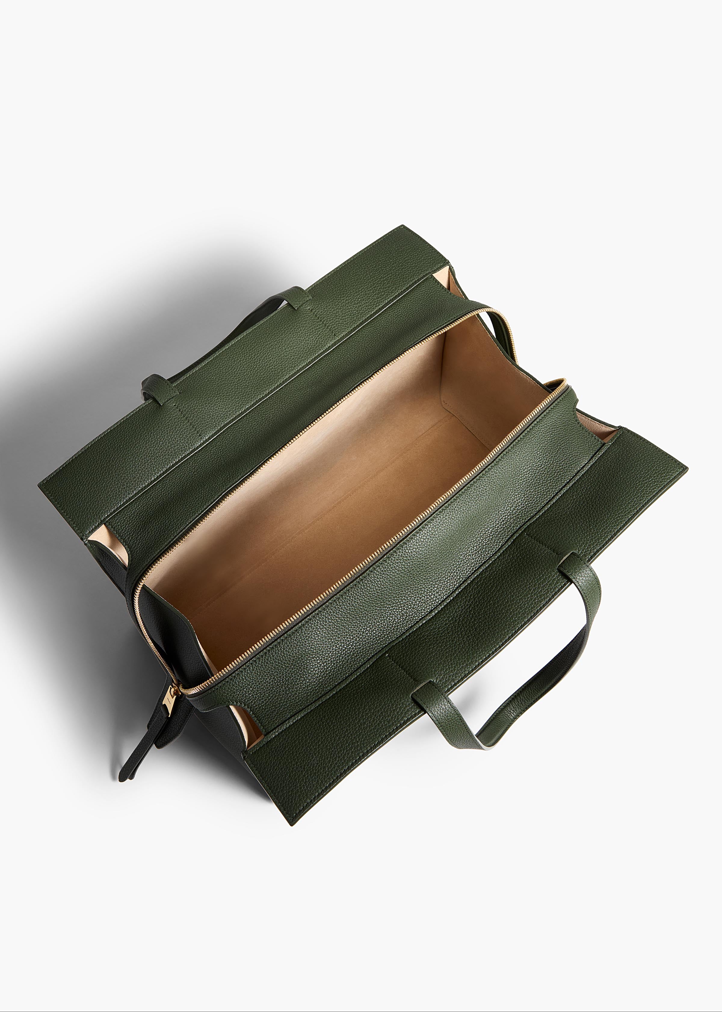 Crosby Bag in Bottle Green Pebbled Leather OVERHEAD VIEW