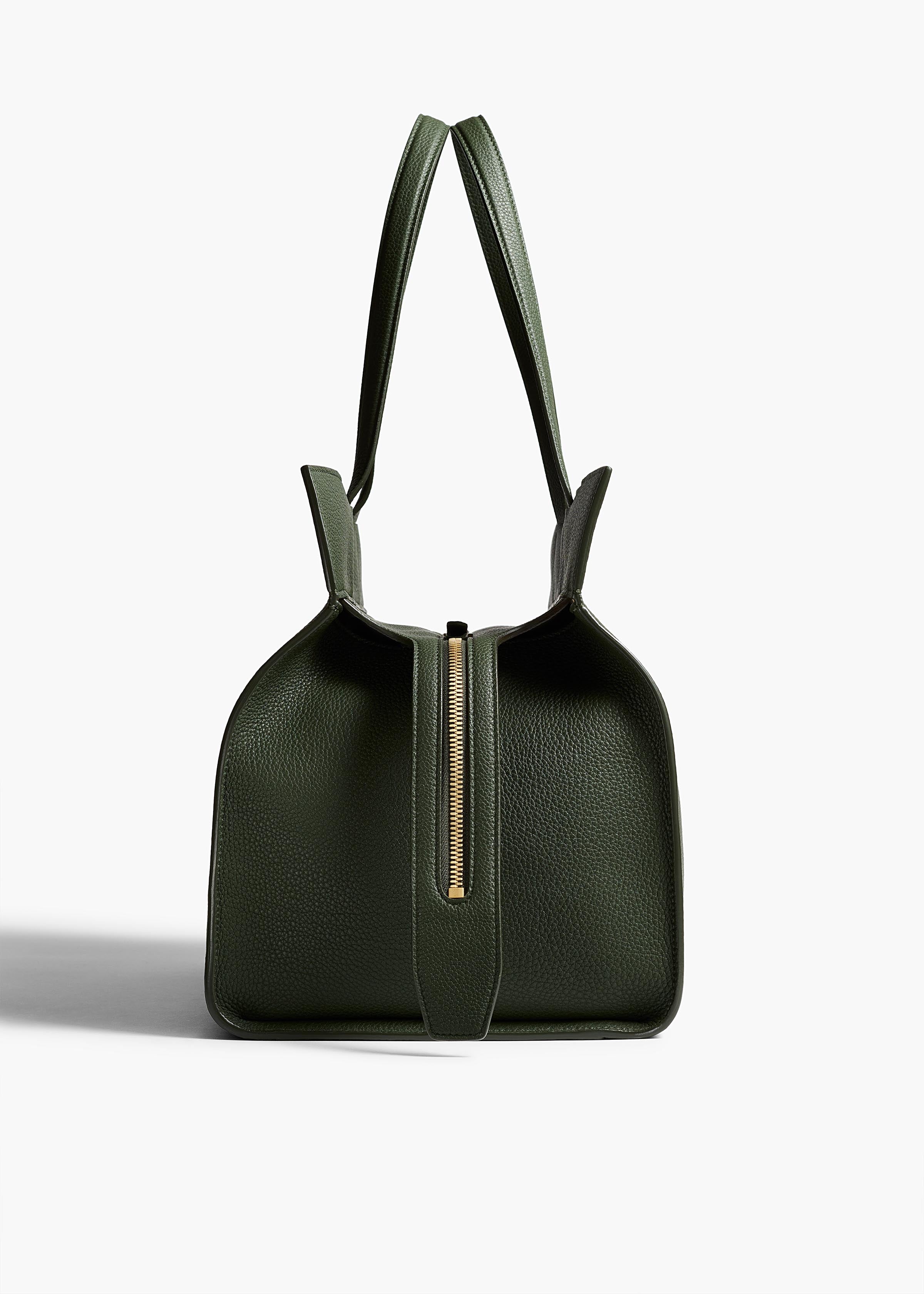 Crosby Bag in Bottle Green Pebbled Leather SIDE VIEW
