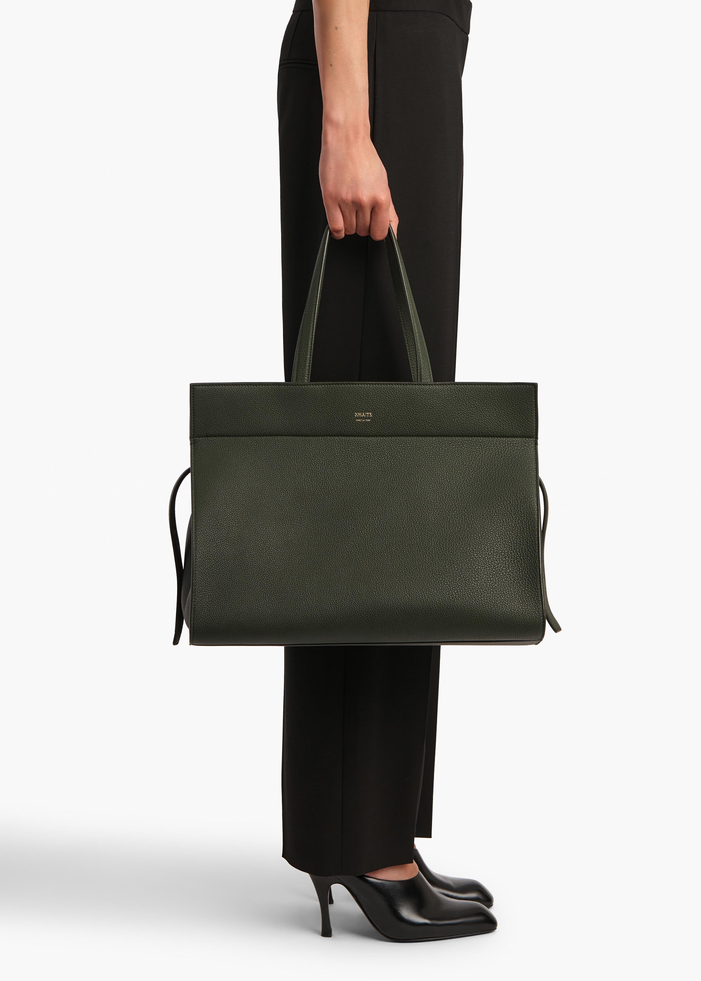 Crosby Bag in Bottle Green Pebbled Leather ON FIGURE