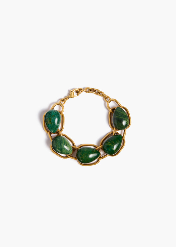 Cyclone Stone Bracelet in Antique Gold with Green