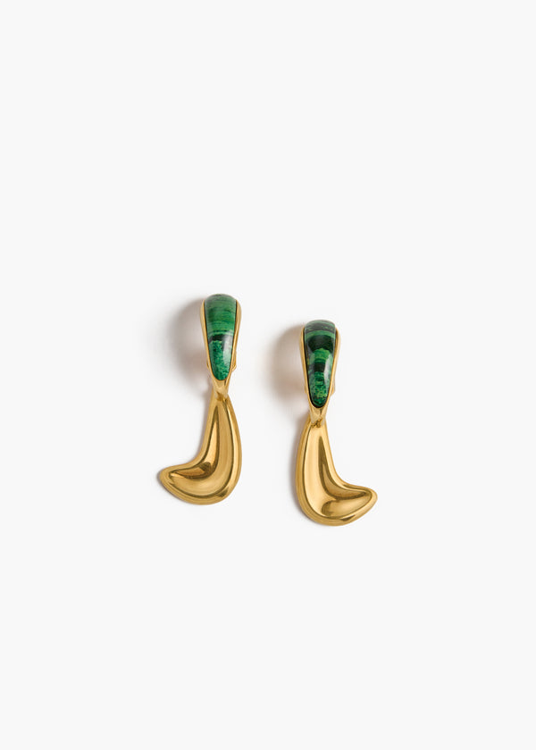 CYCLONE STONE EARRINGS ANTIQUE GOLD GREEN 10208 037 400 A