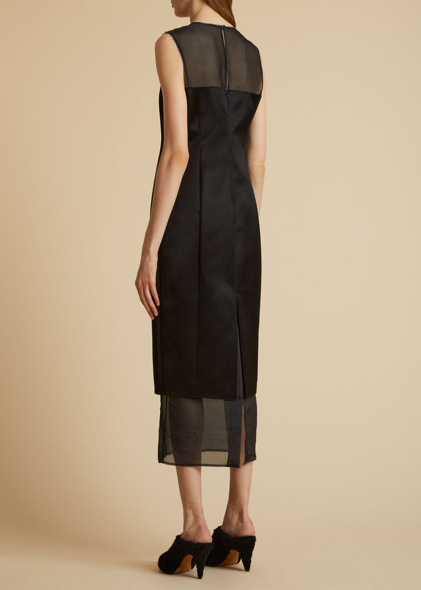 The Dissa Dress in Black Satin– KHAITE