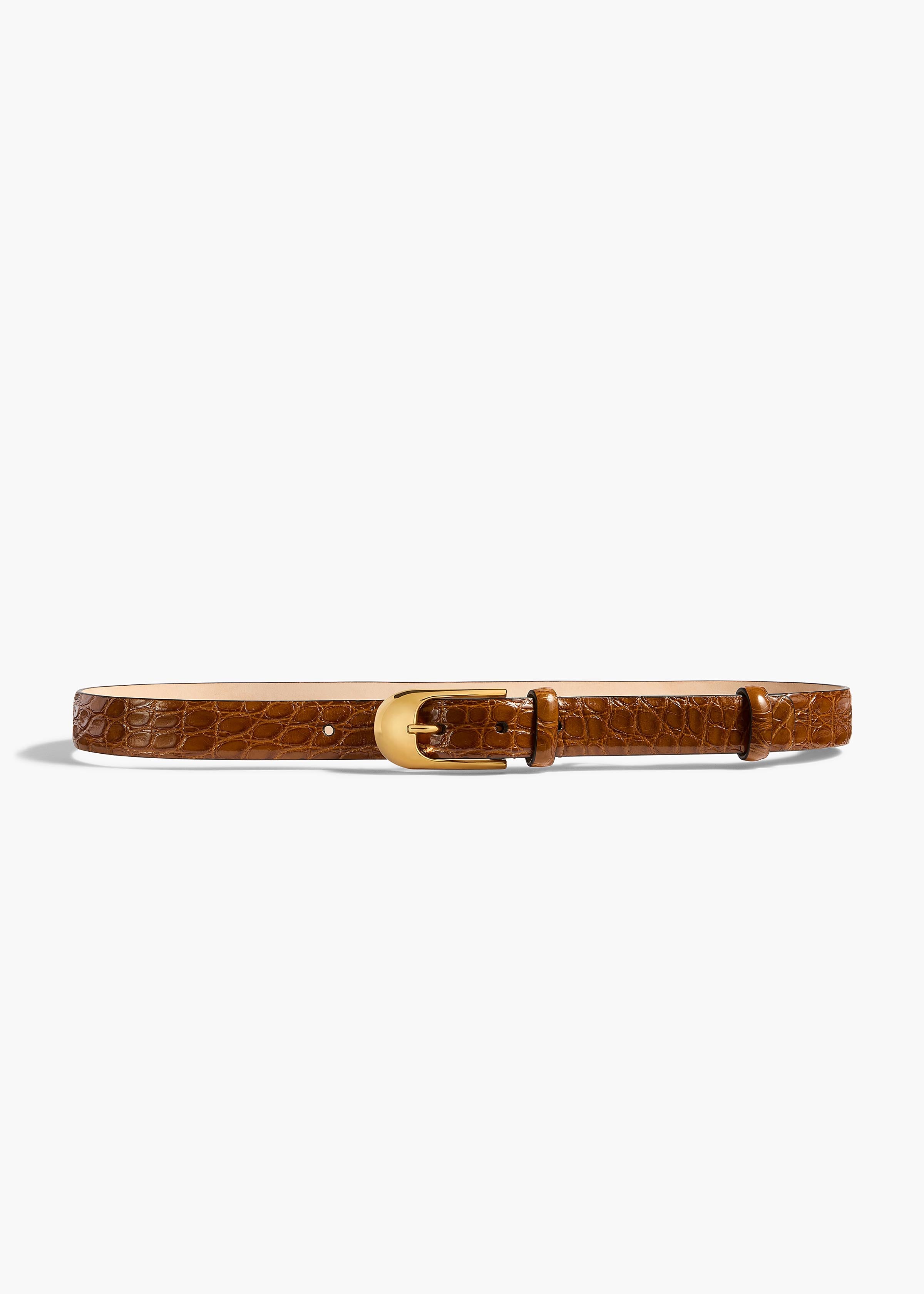 KHAITE - Dome Belt in Dark Honey Alligator with Gold