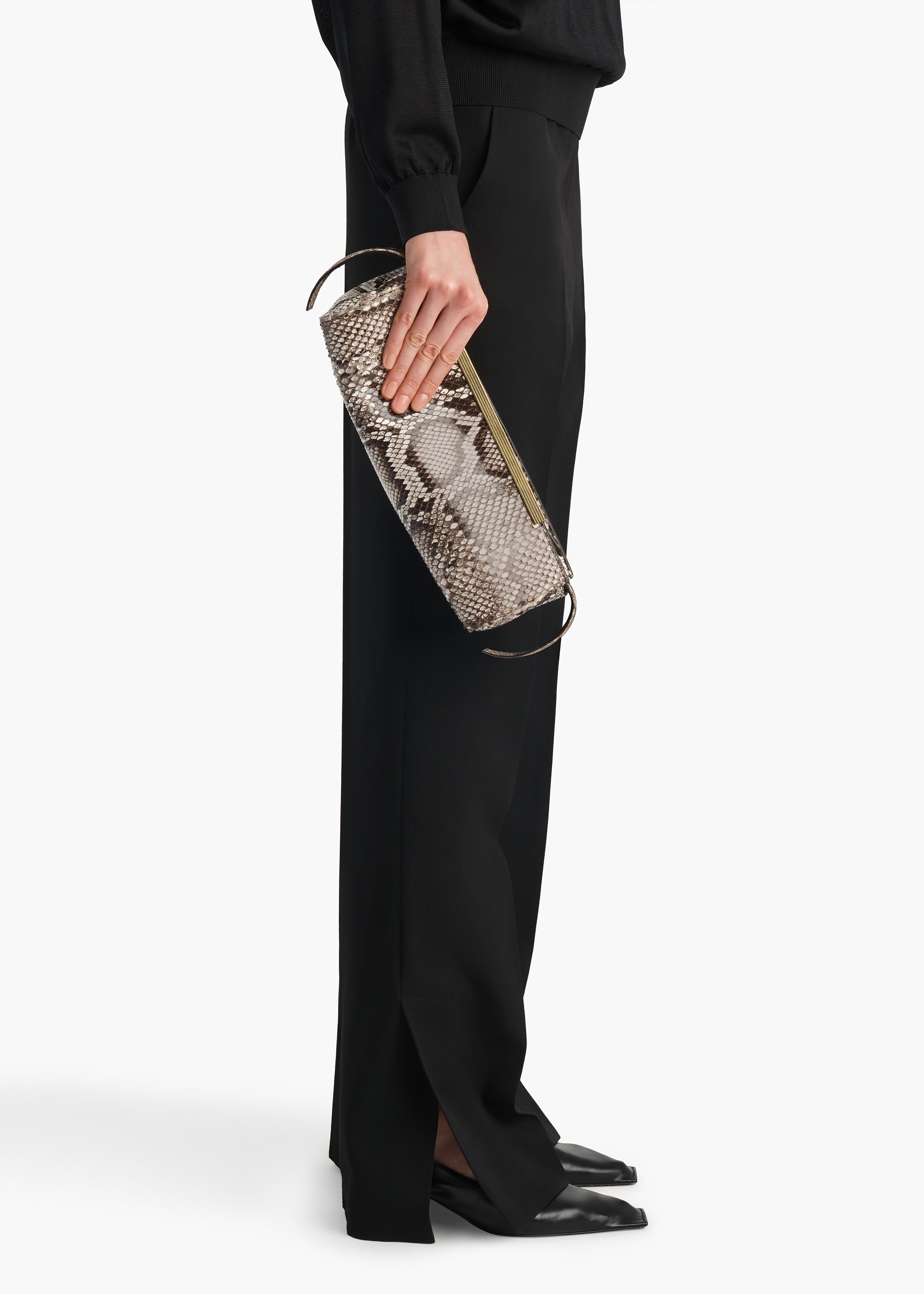 KHAITE - Donna Evening Clutch in Natural Python