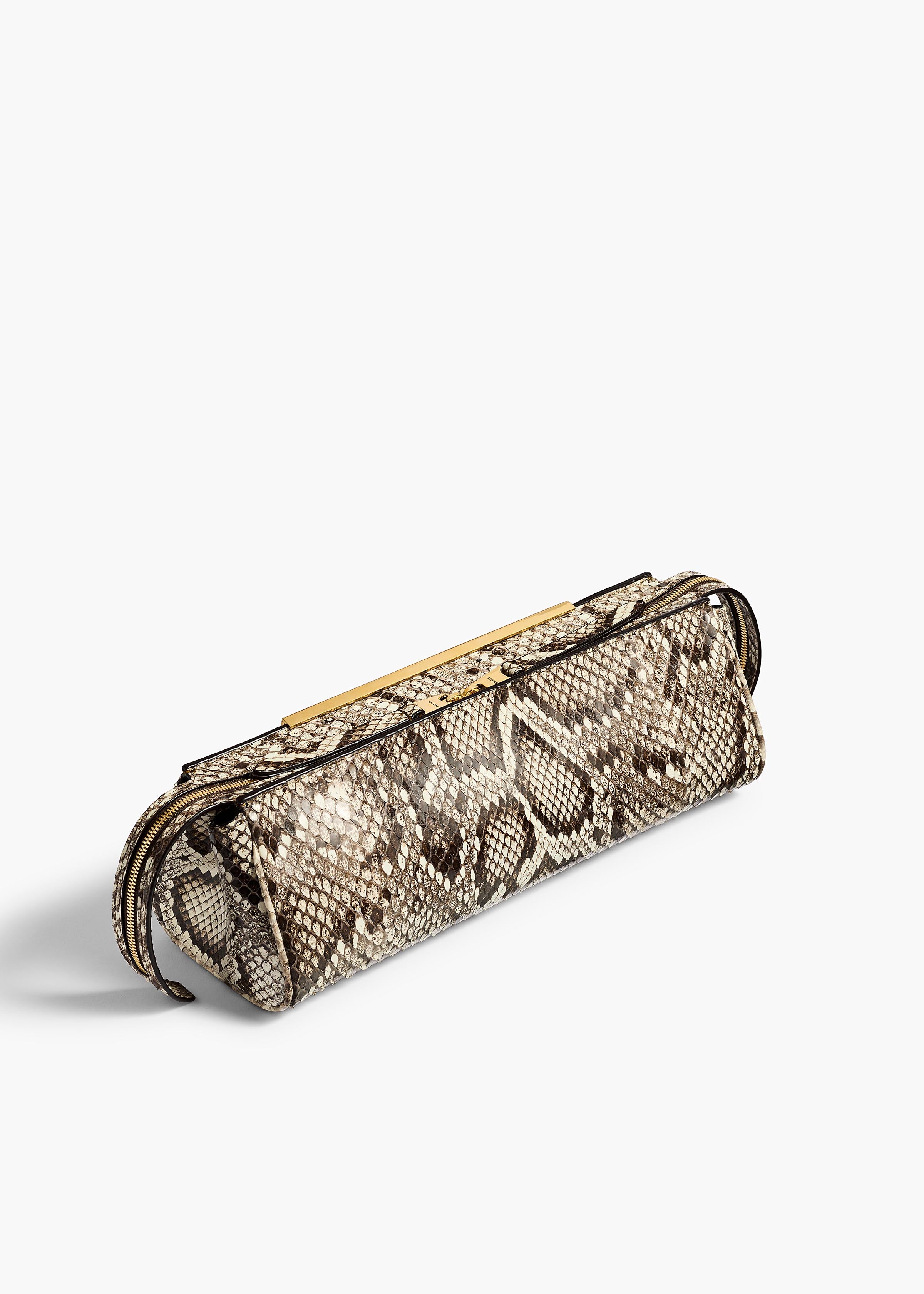 KHAITE - Donna Evening Clutch in Natural Python