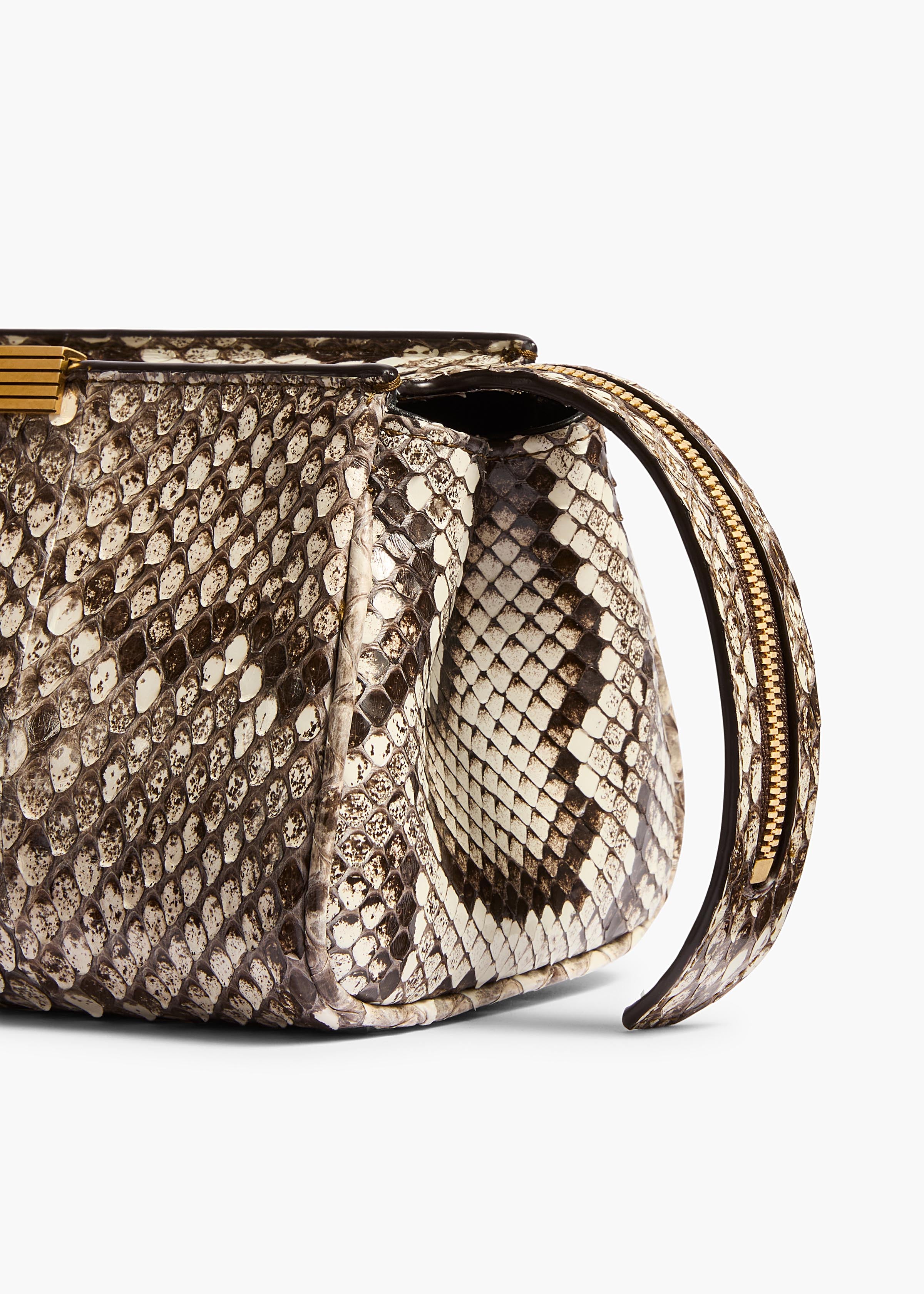 KHAITE - Donna Evening Clutch in Natural Python