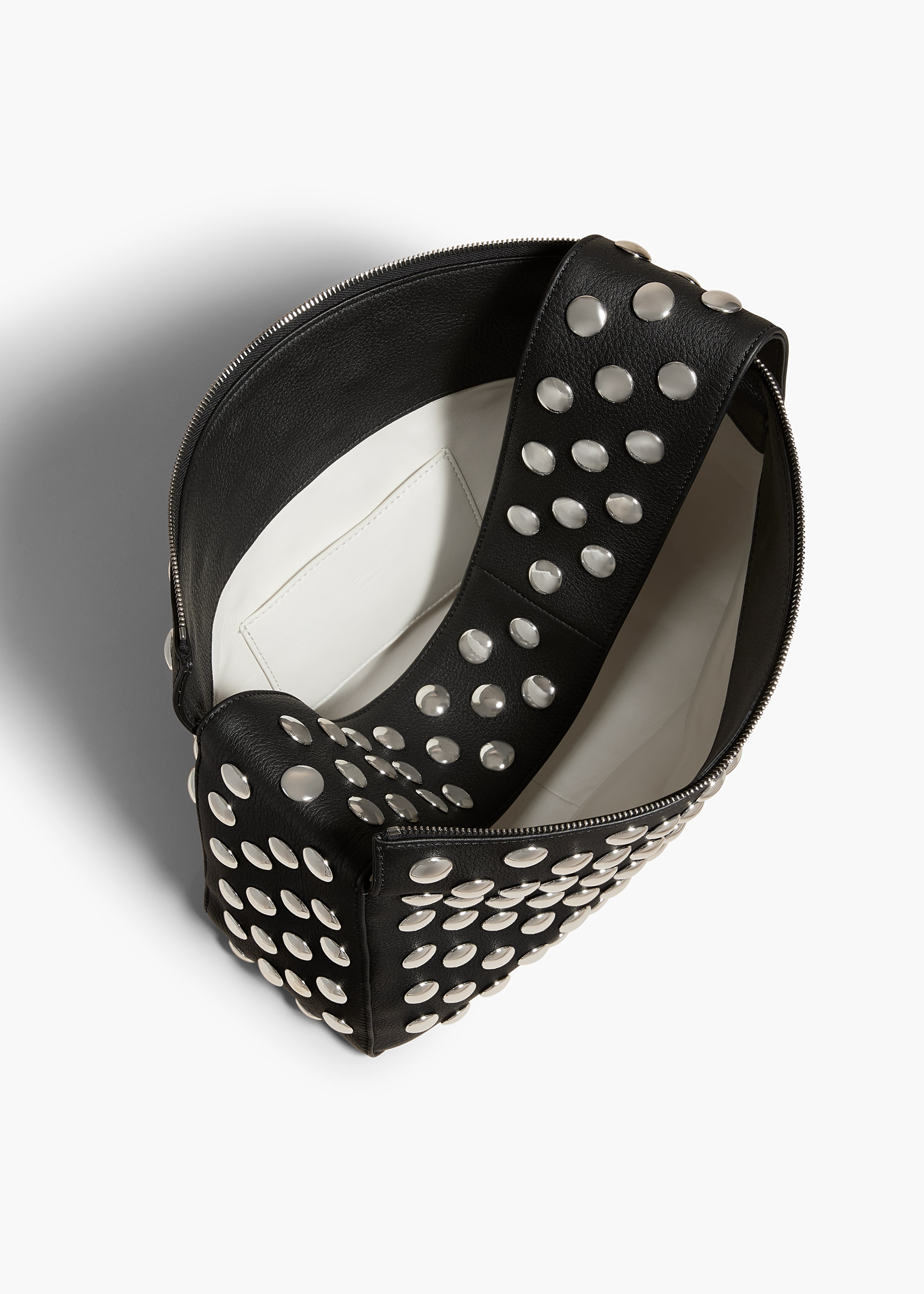 Elena Bag in Black Leather with Studs OVERHEAD VIEW