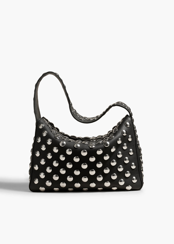 Elena Bag in Black Leather with Studs FRONT VIEW