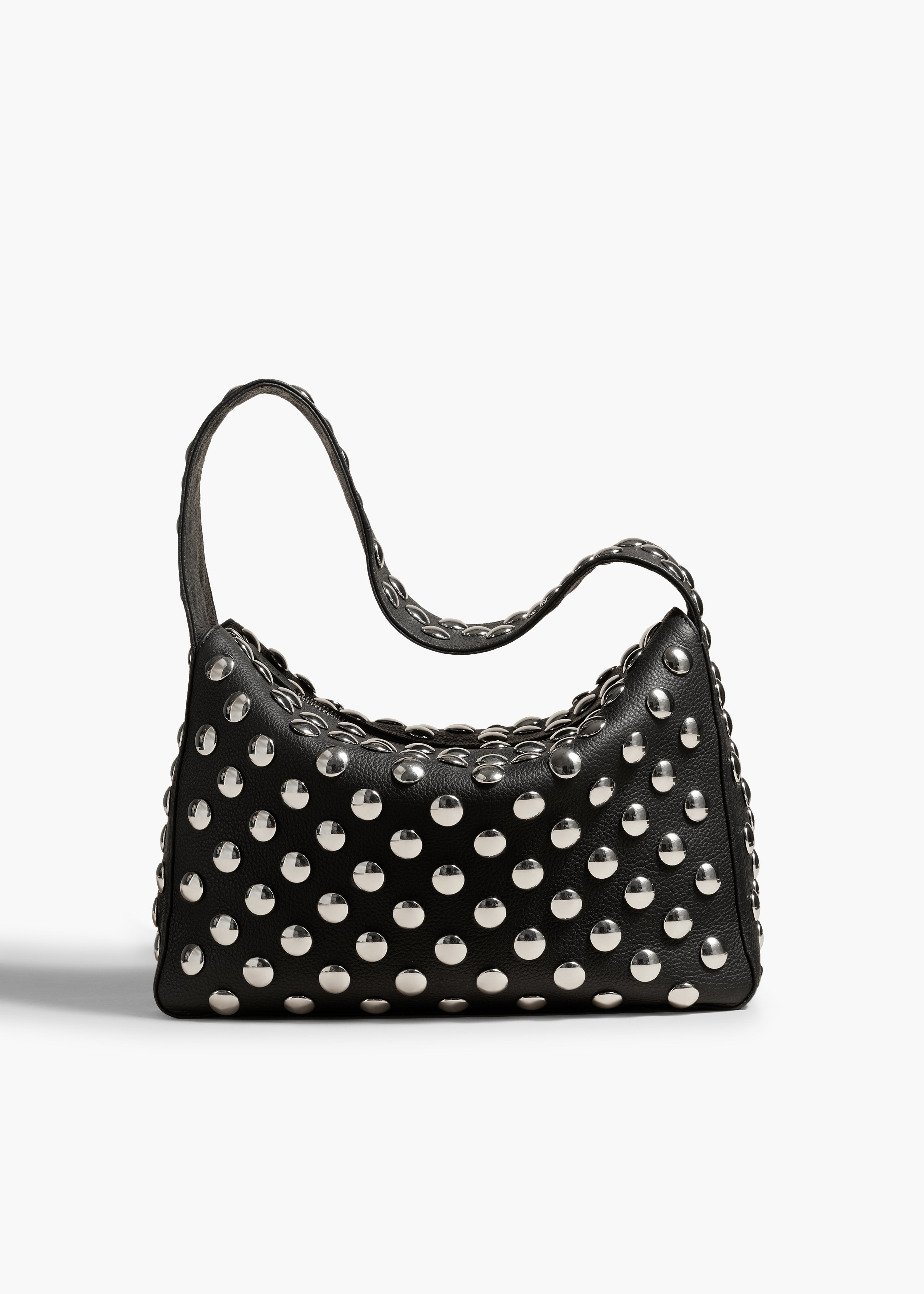 Elena Bag in Black Leather with Studs FRONT VIEW