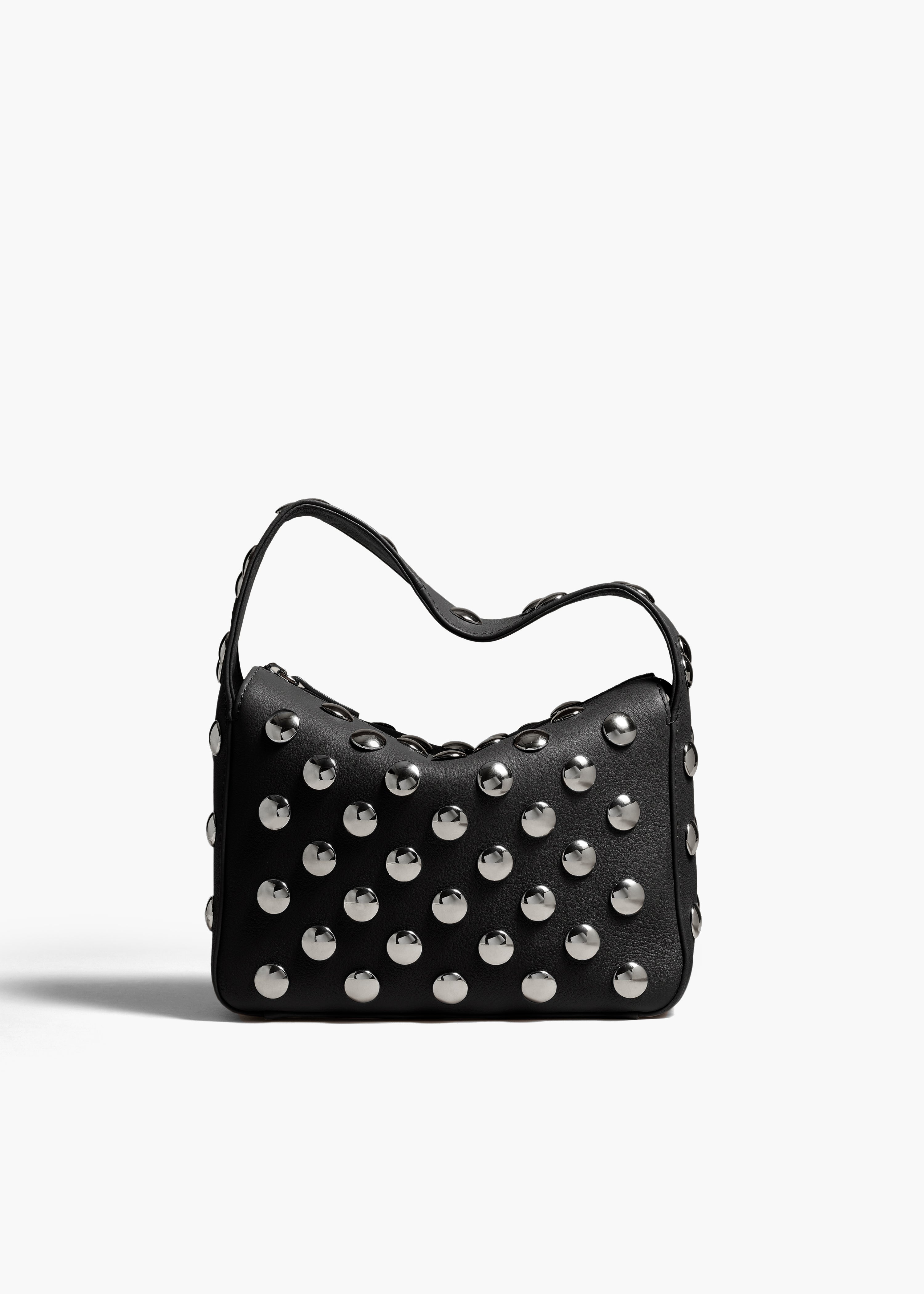 Small Elena Bag in Black Pebbled Leather with Studs – KHAITE