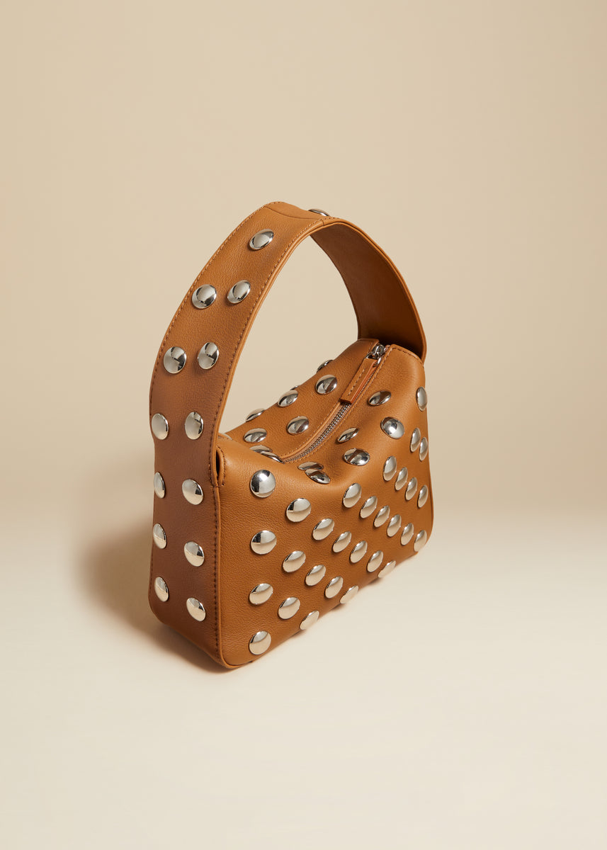 The Elena Bag in Nougat Leather with Studs– KHAITE