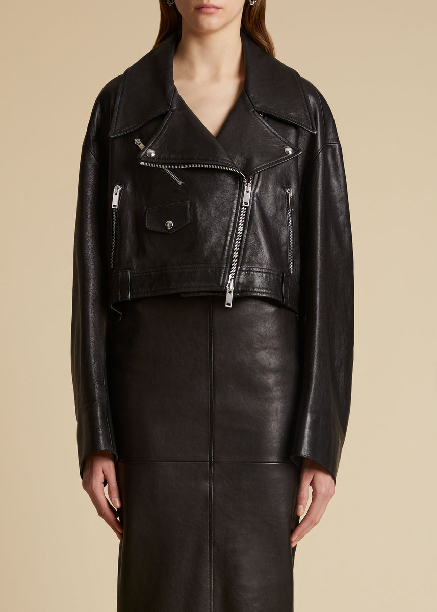 The Ziggy Jacket in Black Leather with Studs– KHAITE