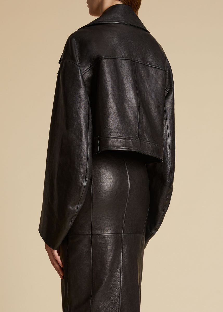 The Ziggy Jacket in Black Leather with Studs– KHAITE