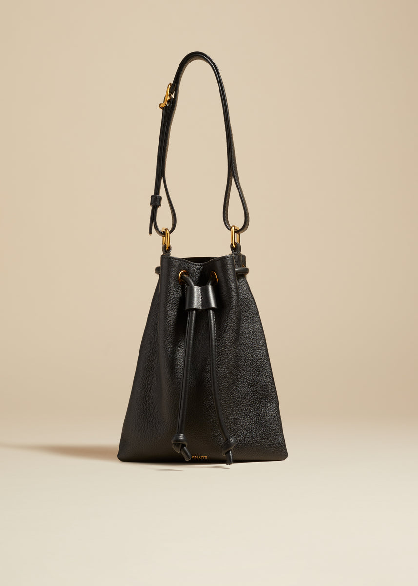 Black Leather Bucket Bag