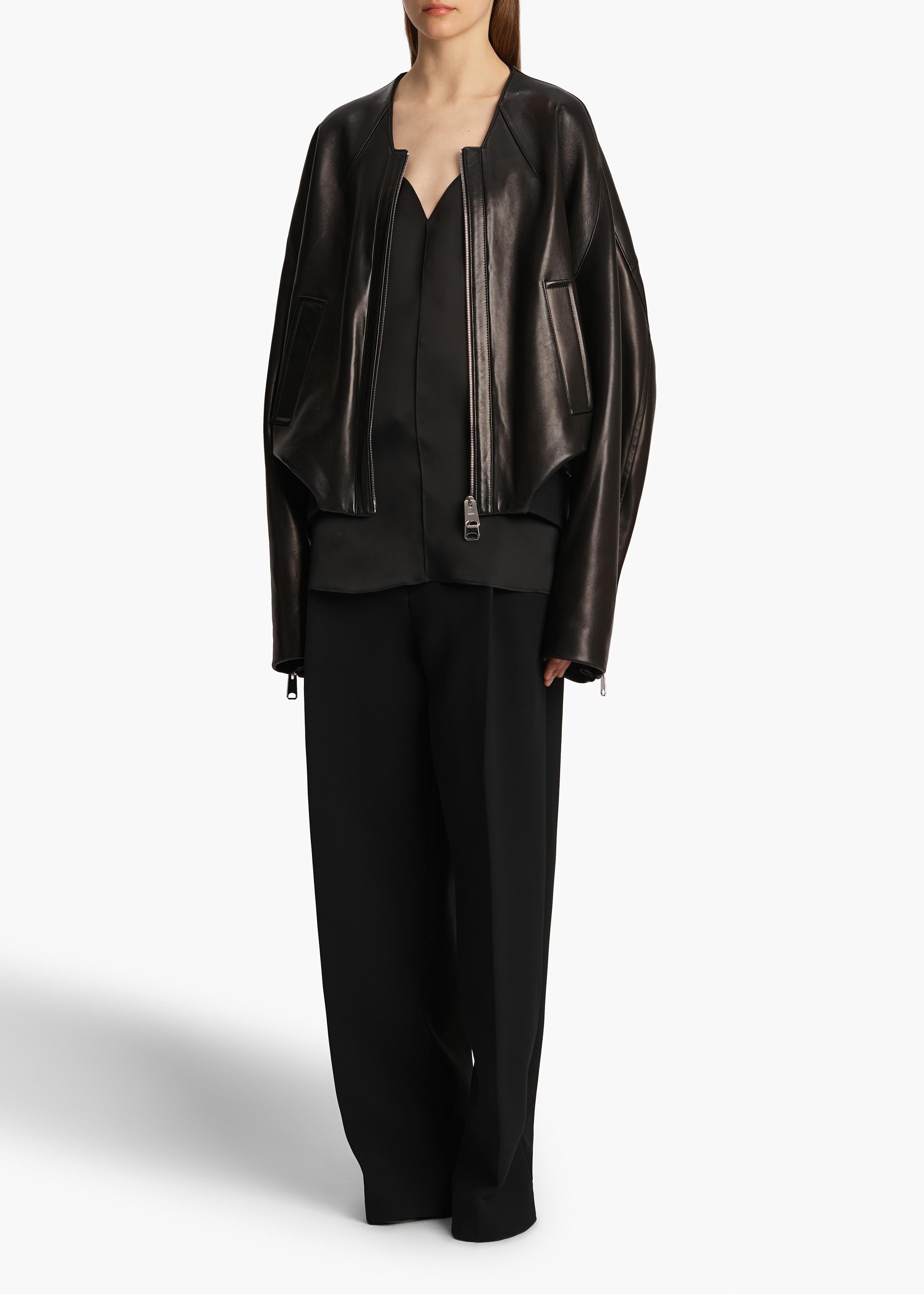 Hewit Jacket in Black Leather STYLED VIEW