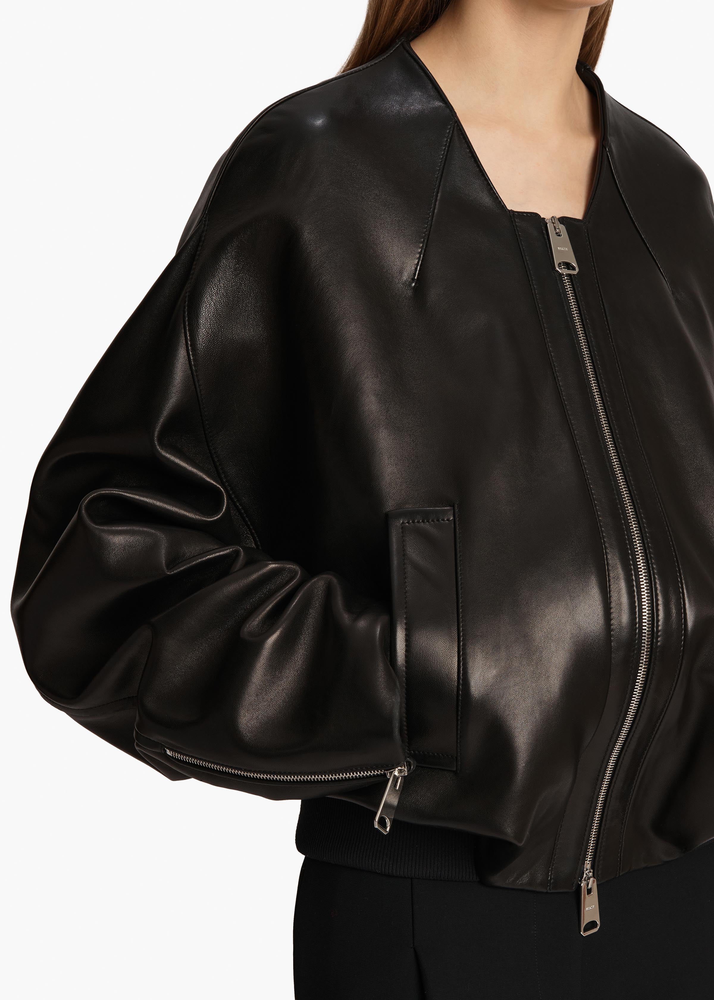 Hewit Jacket in Black Leather DETAILED VIEW 2